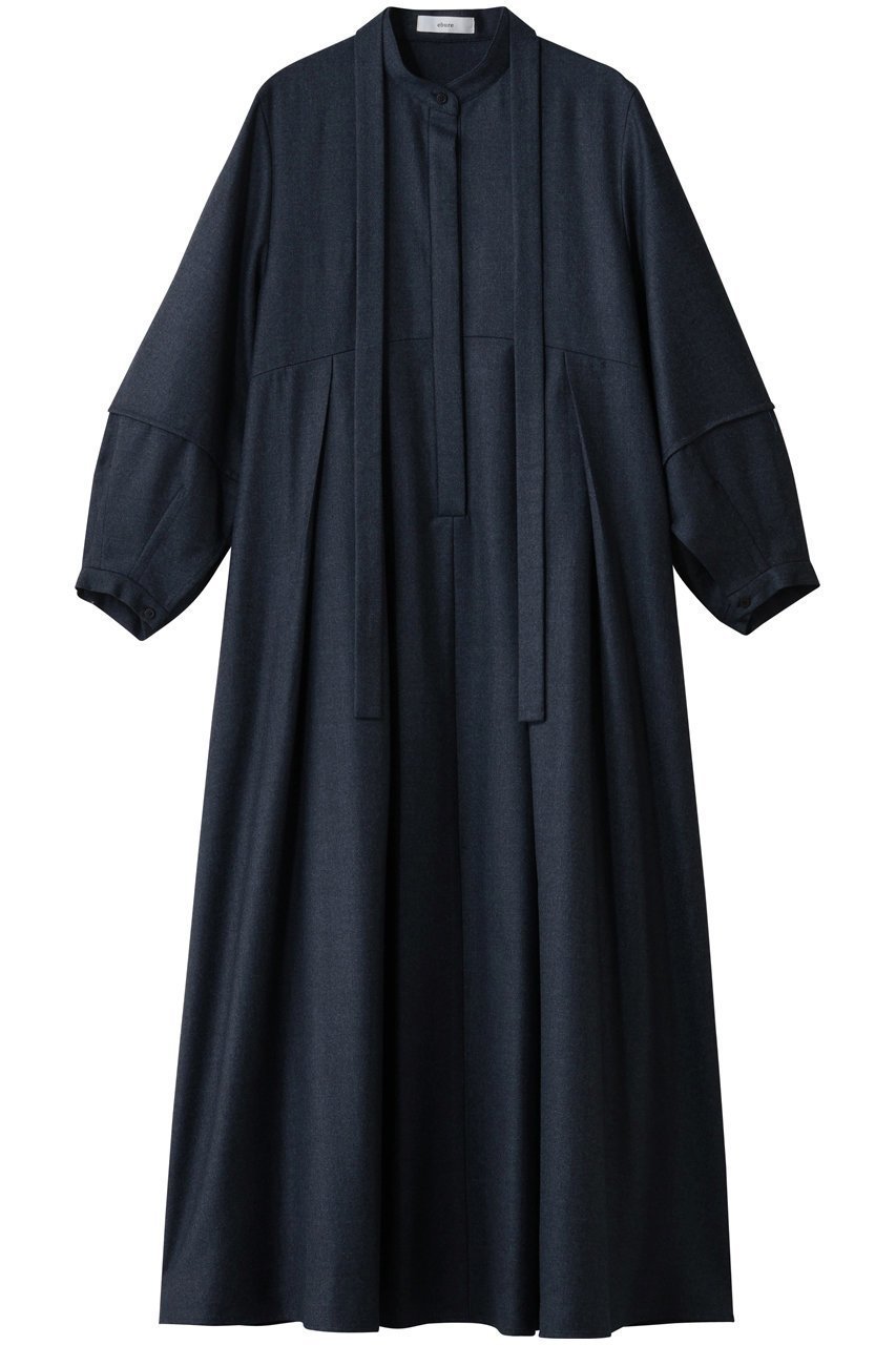 【エブール/ebure】の【11/7 0:00販売開始】ウールフラノ ボウタイワンピース インテリア・キッズ・メンズ・レディースファッション・服の通販 founy(ファニー)  ファッション Fashion レディースファッション Fashion for Women ワンピース Dresses チュニック Tunic Tops & Dresses インナー Innerwear タートル Turtleneck, Turtle Collar チュニック Tunic, Long Top メランジ Melange, Mixed Yarn 冬 Winter / This Winter ネイビー|ID: prp329100004756499 ipo3291000000034408116