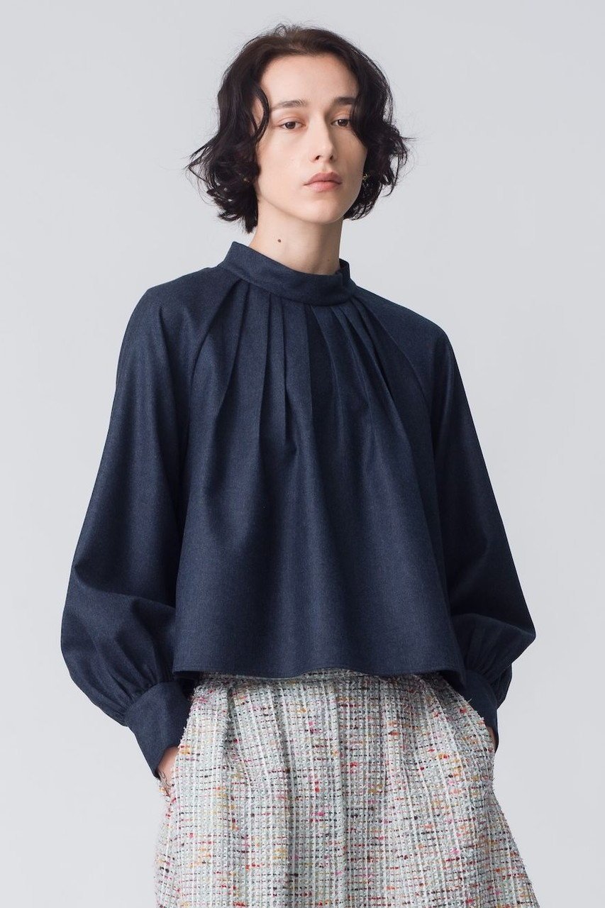 【エブール/ebure】の【11/7 0:00販売開始】ウールフラノ ハイネックプルオーバーブラウス 人気、トレンドファッション・服の通販 founy(ファニー) 　ファッション　Fashion　レディースファッション　Fashion for Women　トップス・カットソー　Cut & Sew Tops　シャツ・ブラウス・オフィスカジュアル　Elegant Blouses & Button-Ups　カジュアルプルオーバー・ニットトップス　Pullovers & Knit Tops / Casual Pullovers　おすすめ　Recommended / Our Picks　ショート　Short, Short Length　スリーブ　Sleeve, Long Sleeve / Short Sleeve　ハイネック　High Neck, Mock Neck　バランス　Balance, Style Balance　ボトム　Bottoms, Lower Wear　メランジ　Melange, Mixed Yarn　ロング　Long, Long-Length　other-7|ID: prp329100004756503 ipo3291000000034408155