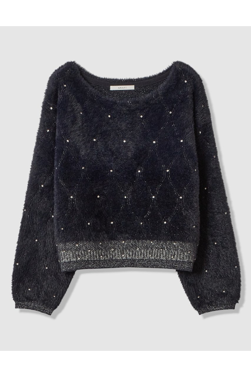 【アナイ/ANAYI】のフェザージャガードビジュー プルオーバー インテリア・キッズ・メンズ・レディースファッション・服の通販 founy(ファニー)  ファッション Fashion レディースファッション Fashion for Women トップス・カットソー Cut & Sew Tops ニット Knit Tops & Sweaters カジュアルプルオーバー・ニットトップス Pullovers & Knit Tops / Casual Pullovers グラデーション Gradient, Ombre ジャカード/ジャガード Jacquard, Woven Pattern ストレッチ Stretch, Stretchy Fabric フェザー Feather, Feather Detail ホリデーシーズン Holiday Season ラウンド Round, Round Neck 人気 Popular, Best Seller 新作・新入荷 New Arrivals / New In ネイビー|ID: prp329100004756522 ipo3291000000034408259