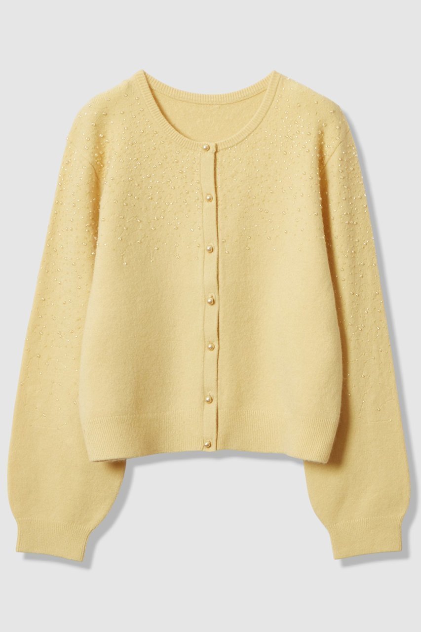 【アナイ/ANAYI】のリップルビーズ カーディガン インテリア・キッズ・メンズ・レディースファッション・服の通販 founy(ファニー) 　ファッション　Fashion　レディースファッション　Fashion for Women　トップス・カットソー　Cut & Sew Tops　ニット　Knit Tops & Sweaters　カーディガン・羽織り　Layered Style Cardigans　アンサンブル　Ensemble Set　カーディガン　Cardigan, Knitwear　コンパクト　Compact, Small Size　ボトム　Bottoms, Lower Wear　エレガント 上品　Elegant　新作・新入荷　New Arrivals / New In　イエロー|ID: prp329100004756526 ipo3291000000034408291