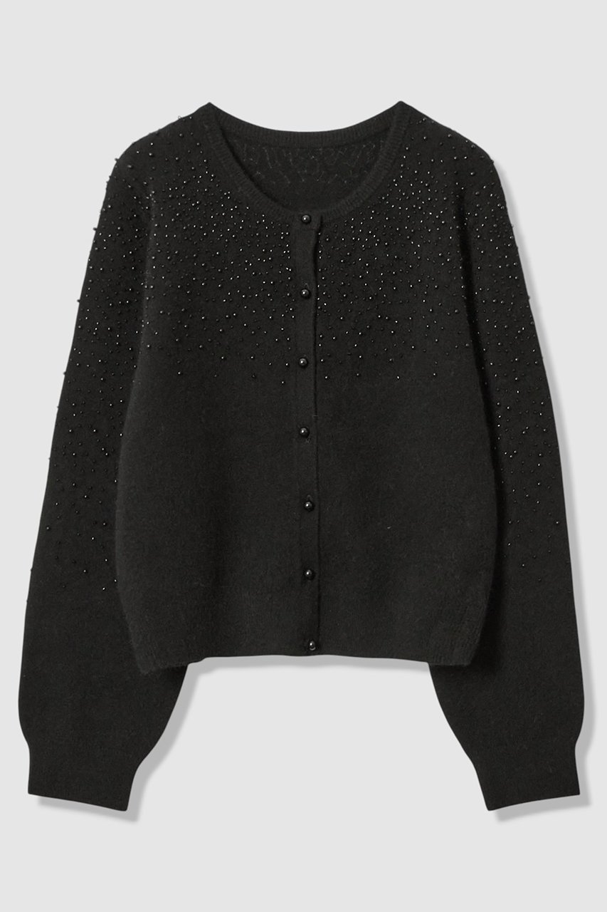 【アナイ/ANAYI】のリップルビーズ カーディガン インテリア・キッズ・メンズ・レディースファッション・服の通販 founy(ファニー) 　ファッション　Fashion　レディースファッション　Fashion for Women　トップス・カットソー　Cut & Sew Tops　ニット　Knit Tops & Sweaters　カーディガン・羽織り　Layered Style Cardigans　アンサンブル　Ensemble Set　カーディガン　Cardigan, Knitwear　コンパクト　Compact, Small Size　ボトム　Bottoms, Lower Wear　エレガント 上品　Elegant　新作・新入荷　New Arrivals / New In　ブラック|ID: prp329100004756526 ipo3291000000034408295