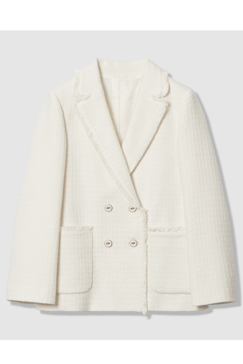 【アナイ/ANAYI】のラティスツイードテーラード ジャケット インテリア・キッズ・メンズ・レディースファッション・服の通販 founy(ファニー) 　ファッション　Fashion　レディースファッション　Fashion for Women　アウター　Coat / Outerwear Collection　レディースジャケット・軽アウター　Jackets　テーラードジャケット / 通勤・きれいめスタイル　Tailored Jackets & Blazers　ジャケット　Jacket, Outerwear　ツイード　Twill, Twill Weave　フリンジ　Fringe, Tassel　ポケット　Pocket, Pocket Detail　エレガント 上品　Elegant　オフホワイト|ID: prp329100004756536 ipo3291000000034408375