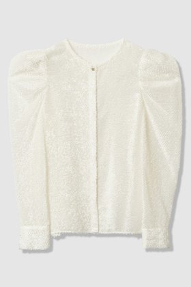 【アナイ/ANAYI】のカットジャガードパワショル ブラウス 人気、トレンドファッション・服の通販 founy(ファニー) ファッション Fashion レディースファッション Fashion for Women トップス・カットソー Cut & Sew Tops シャツ・ブラウス・オフィスカジュアル Elegant Blouses & Button-Ups インナー Innerwear ギャザー Gathered, Ruffled ショルダー Shoulder, Shoulder Strap ジャカード／ジャガード Jacquard, Woven Pattern ジャケット Jacket, Outerwear スリーブ Sleeve, Long Sleeve / Short Sleeve フロント Front, Front Design メタル Metal, Metal Parts ロング Long, Long-Length エレガント 上品 Elegant 新作・新入荷 New Arrivals / New In |ID:prp329100004756538