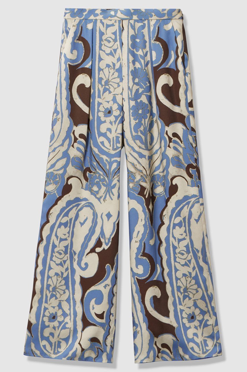 【アナイ/ANAYI】のペイズリープリントタックパンツ インテリア・キッズ・メンズ・レディースファッション・服の通販 founy(ファニー) ファッション Fashion レディースファッション Fashion for Women パンツ Pants & Trousers イエロー Yellow サテン Satin, Glossy Fabric バランス Balance, Style Balance プリント Print, Printed Pattern ペイズリー Paisley, Ethnic Pattern ブルー|ID: prp329100004756540 ipo3291000000034408421