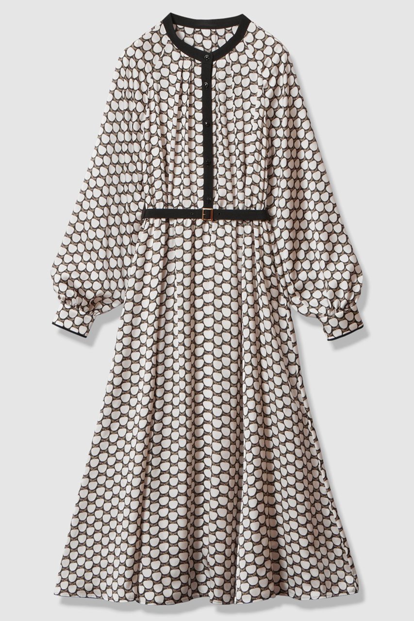 【アナイ/ANAYI】のメーレプリントラグランバイカラー ワンピース インテリア・キッズ・メンズ・レディースファッション・服の通販 founy(ファニー)  ファッション Fashion レディースファッション Fashion for Women ワンピース Dresses チュニック Tunic Tops & Dresses イタリア Italy エレガント 上品 Elegant カフス Cuff Design キャミソール Camisole, Spaghetti Strap Top サテン Satin, Glossy Fabric スタンド Stand Collar, Upright Stand チュニック Tunic, Long Top ドット Polka Dot, Dot Pattern フレア Flare, Flared プリント Print, Printed Pattern ペチコート Petticoat, Underskirt モダン Modern, Contemporary モチーフ Motif, Design Theme モノトーン Monotone, Black and White ロング Long, Long-Length 新作・新入荷 New Arrivals / New In ホワイト系|ID: prp329100004756549 ipo3291000000034408524