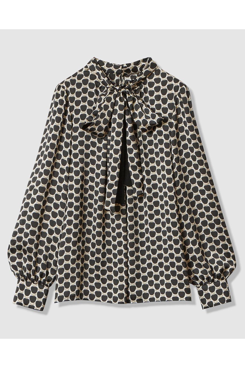 【アナイ/ANAYI】の【セットアップ対応商品】メーレプリントリボンタック ブラウス インテリア・キッズ・メンズ・レディースファッション・服の通販 founy(ファニー)  ファッション Fashion レディースファッション Fashion for Women トップス・カットソー Cut & Sew Tops シャツ・ブラウス・オフィスカジュアル Elegant Blouses & Button-Ups イタリア Italy カフス Cuff Design サテン Satin, Glossy Fabric スタンド Stand Collar, Upright Stand スリーブ Sleeve, Long Sleeve / Short Sleeve セットアップ Set-Up, Coordinated Outfit ドット Polka Dot, Dot Pattern プリント Print, Printed Pattern モチーフ Motif, Design Theme モノトーン Monotone, Black and White 無地 Plain, Solid Color リボン Ribbon, Bow ロング Long, Long-Length おすすめ Recommended / Our Picks 新作・新入荷 New Arrivals / New In ブラック系|ID: prp329100004756550 ipo3291000000034408541