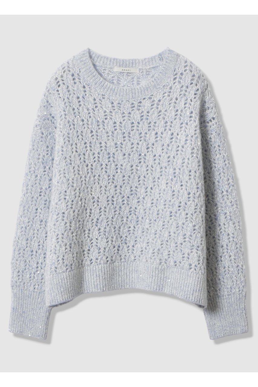 【アナイ/ANAYI】のダイヤレースワイド プルオーバー インテリア・キッズ・メンズ・レディースファッション・服の通販 founy(ファニー)  ファッション Fashion レディースファッション Fashion for Women トップス・カットソー Cut & Sew Tops ニット Knit Tops & Sweaters カジュアルプルオーバー・ニットトップス Pullovers & Knit Tops / Casual Pullovers おすすめ Recommended / Our Picks インナー Innerwear エアリー Airy Texture スパンコール Sequins, Sequin Embellishment パステル Pastel, Soft Color 冬 Winter / This Winter 新作・新入荷 New Arrivals / New In ブルー|ID: prp329100004756557 ipo3291000000034408594
