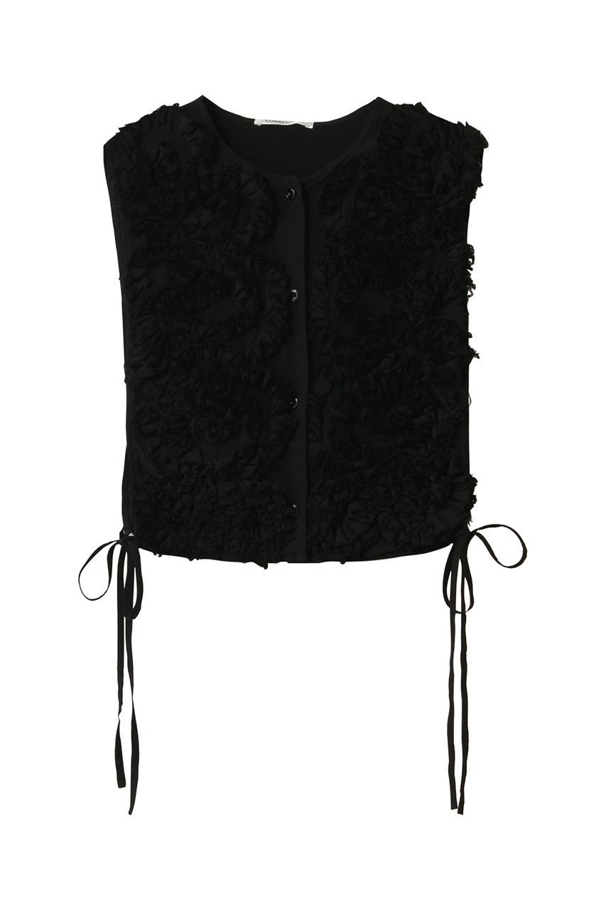 【マルティニーク/martinique】の【CURRENTAGE】ラッフルベスト インテリア・キッズ・メンズ・レディースファッション・服の通販 founy(ファニー) 　ファッション　Fashion　レディースファッション　Fashion for Women　アウター　Coat / Outerwear Collection　レディースジャケット・軽アウター　Jackets　コンパクト　Compact, Small Size　ジャケット　Jacket, Outerwear　フォルム　Silhouette, Form　フロント　Front, Front Design　ベスト　Vest, Waistcoat　ボトム　Bottoms, Lower Wear　ラッフル　Ruffle, Frill　リボン　Ribbon, Bow　A/W・秋冬　Autumn/Winter　ブラック|ID: prp329100004756600 ipo3291000000036108324