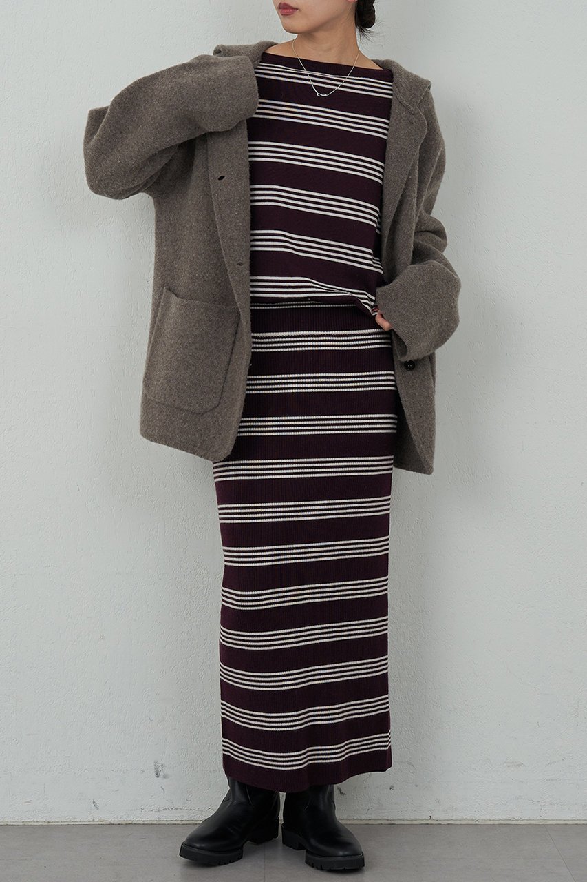 【ガリャルダガランテ/GALLARDAGALANTE】の【HERITANOVUM】ボーダーニットワンピース インテリア・キッズ・メンズ・レディースファッション・服の通販 founy(ファニー)  ファッション Fashion レディースファッション Fashion for Women ワンピース Dresses ニットワンピース Knit Dresses チュニック Tunic Tops & Dresses チュニック Tunic, Long Top ボーダー Border, Stripe ロング Long, Long-Length 新作・新入荷 New Arrivals / New In ボルドー|ID: prp329100004756635 ipo3291000000034409066
