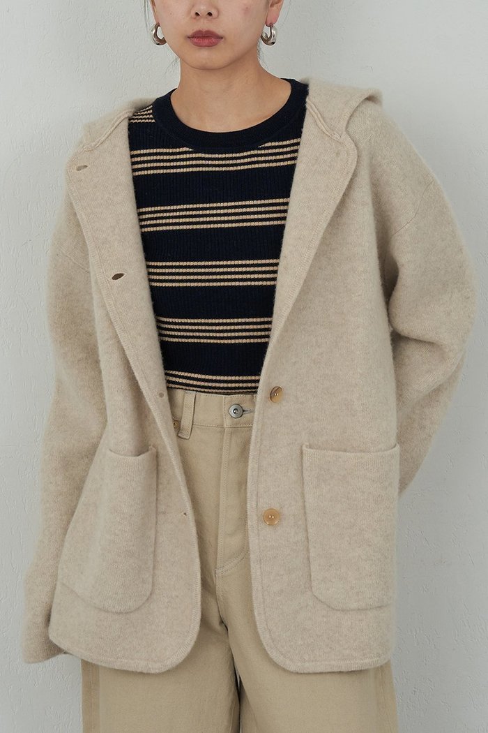 【ガリャルダガランテ/GALLARDAGALANTE】の【HERITANOVUM】ニットフーディコート インテリア・キッズ・メンズ・レディースファッション・服の通販 founy(ファニー) https://founy.com/ ファッション Fashion レディースファッション Fashion for Women アウター Coat / Outerwear Collection コート・ロングコート・ピーコート Long Coats, Peacoats & More エレガント 上品 Elegant ショート Short, Short Length リラックス Relax, Relaxed Fit |ID: prp329100004756636 ipo3291000000035872122