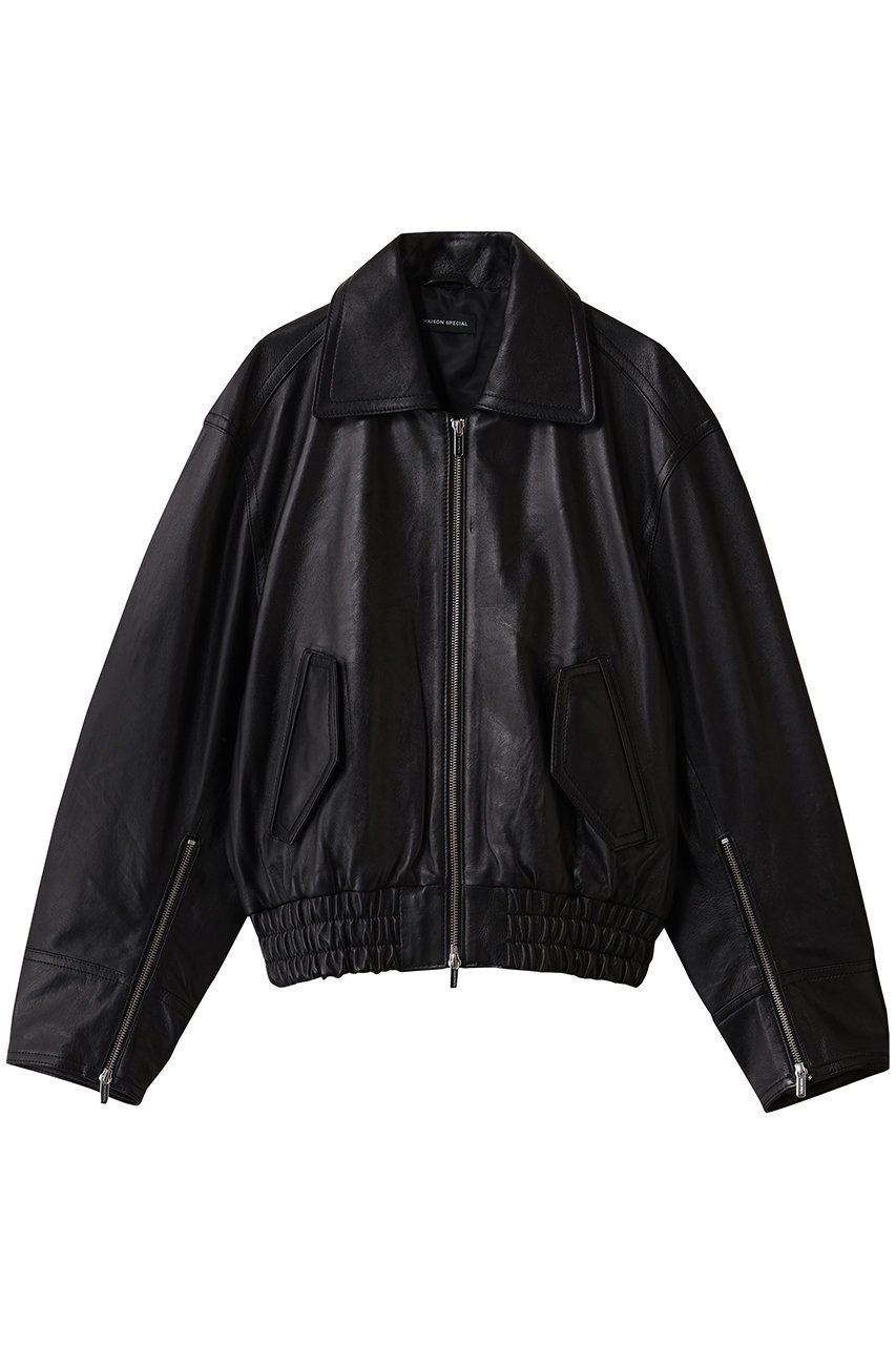 【メゾンスペシャル/MAISON SPECIAL】のReal Leather Zip Blouson/リアルレザージップブルゾン インテリア・キッズ・メンズ・レディースファッション・服の通販 founy(ファニー) 　ファッション　Fashion　レディースファッション　Fashion for Women　アウター　Coat / Outerwear Collection　レディースジャケット・軽アウター　Jackets　ブルゾンジャケット・スポーティアウター　Blouson Jackets　ジャケット　Jacket, Outerwear　スリーブ　Sleeve, Long Sleeve / Short Sleeve　ブルゾン　Blouson, Bomber Jacket　リアル　Real, Realistic　ロング　Long, Long-Length　定番　Standard, Basic Item　新作・新入荷　New Arrivals / New In　BLK(ブラック)|ID: prp329100004756644 ipo3291000000034409161