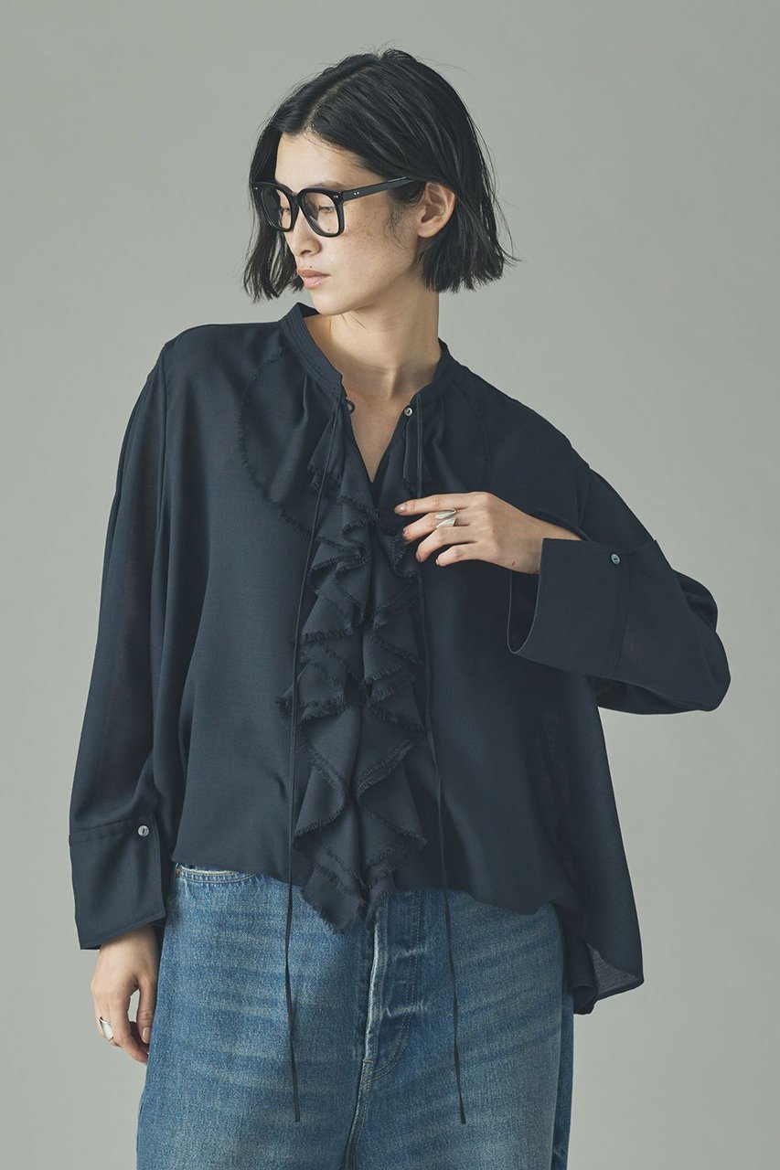 【カレンソロジー/Curensology】のウールMIXビエラフリルブラウス 人気、トレンドファッション・服の通販 founy(ファニー)  ファッション Fashion レディースファッション Fashion for Women トップス・カットソー Cut & Sew Tops シャツ・ブラウス・オフィスカジュアル Elegant Blouses & Button-Ups カーディガン Cardigan, Knitwear ジャケット Jacket, Outerwear スリーブ Sleeve, Long Sleeve / Short Sleeve バランス Balance, Style Balance フリル Frill, Ruffle ロング Long, Long-Length 人気 Popular, Best Seller 新作・新入荷 New Arrivals / New In other-2|ID: prp329100004756653 ipo3291000000034409250