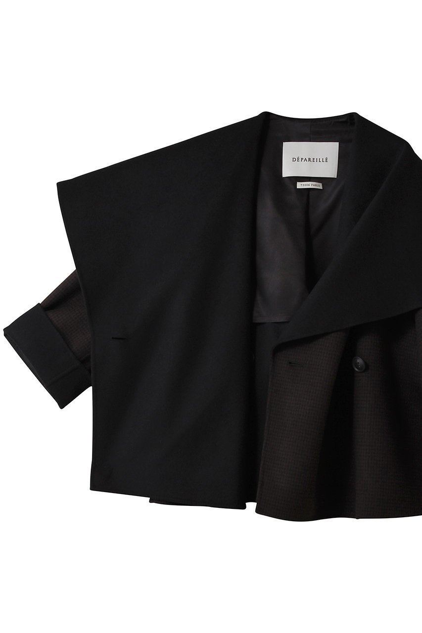 【デパリエ/DEPAREILLE】のウールダブルフェイスチェックビッグカラーコート 人気、トレンドファッション・服の通販 founy(ファニー) 　ファッション　Fashion　レディースファッション　Fashion for Women　アウター　Coat / Outerwear Collection　コート・ロングコート・ピーコート　Long Coats, Peacoats & More　ショート　Short, Short Length　シンプル　Simple, Minimal　タートルネック　Turtleneck, High Neck　チェック　Check, Plaid, Tartan　デニム　Denim, Jeans Material　ビッグ　Big, Oversized　今季　This Season, Current Season　other-6|ID: prp329100004756666 ipo3291000000036042320