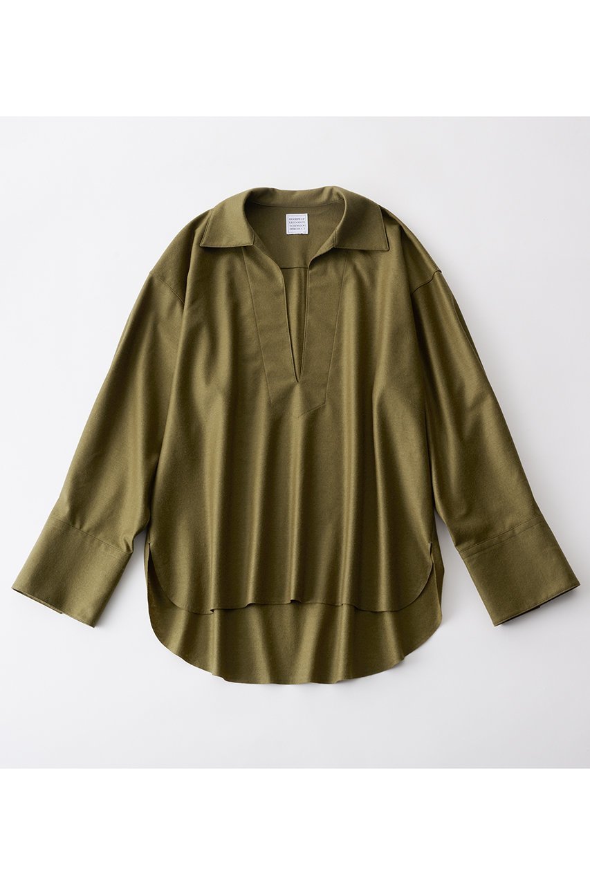 【グッド ピープル グッド ステッチング グッド プロダクト/GOOD PEOPLE GOOD STITCHING GOOD PRODUCT】のロング スリーブ スキッパー シャツ インテリア・キッズ・メンズ・レディースファッション・服の通販 founy(ファニー)  ファッション Fashion レディースファッション Fashion for Women トップス・カットソー Cut & Sew Tops シャツ・ブラウス・オフィスカジュアル Elegant Blouses & Button-Ups スキッパー Skipper, Open Collar スリーブ Sleeve, Long Sleeve / Short Sleeve ロング Long, Long-Length 新作・新入荷 New Arrivals / New In グレーカーキ|ID: prp329100004756677 ipo3291000000034409458