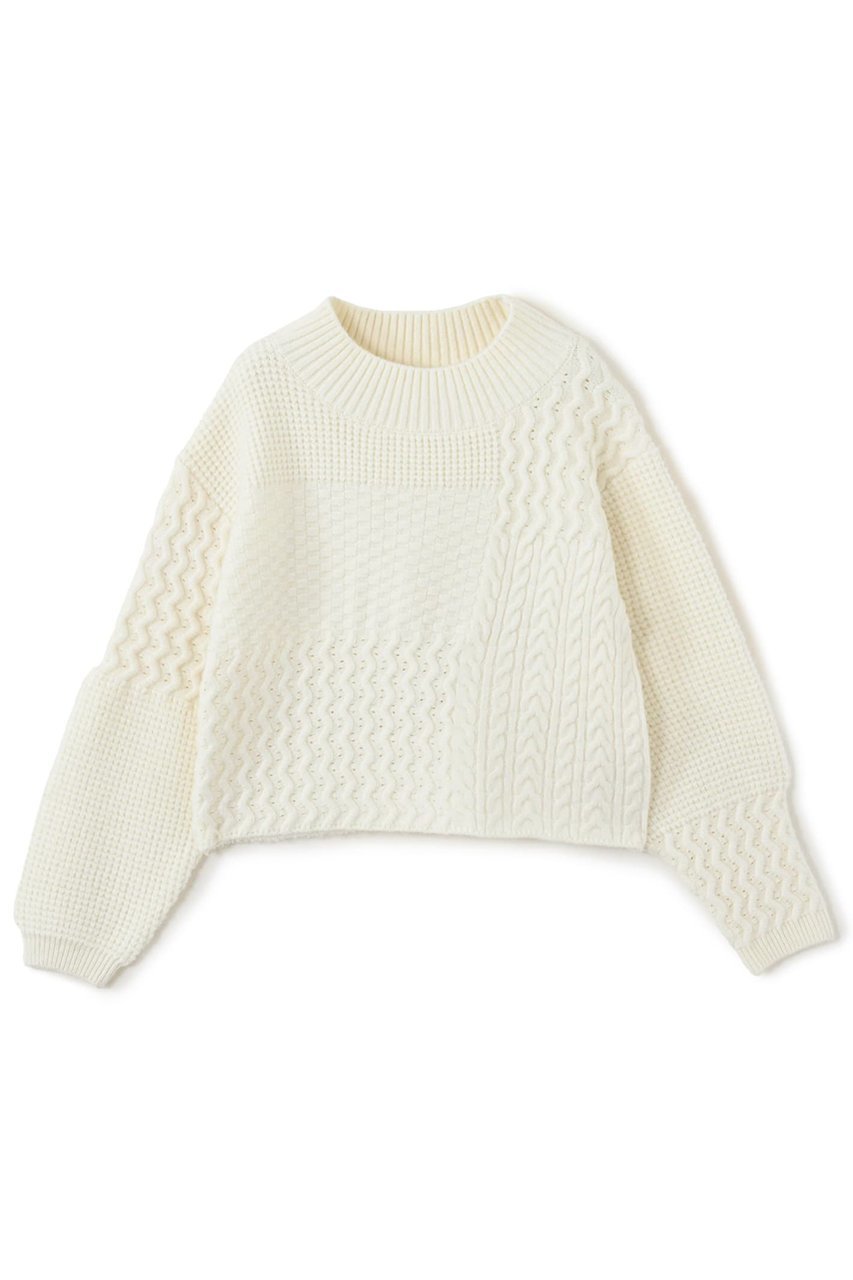 【エストラータ/STRATA】のパターンミックスニット インテリア・キッズ・メンズ・レディースファッション・服の通販 founy(ファニー) 　ファッション　Fashion　レディースファッション　Fashion for Women　トップス・カットソー　Cut & Sew Tops　ニット　Knit Tops & Sweaters　カジュアルプルオーバー・ニットトップス　Pullovers & Knit Tops / Casual Pullovers　おすすめ　Recommended / Our Picks　インナー　Innerwear　ウォーム　Warm Fabric　シンプル　Simple, Minimal　デニム　Denim, Jeans Material　バランス　Balance, Style Balance　パッチワーク　Patchwork, Mixed Fabric　ボトム　Bottoms, Lower Wear　ボトルネック　Bottle Neck, Mock Neck　新作・新入荷　New Arrivals / New In　アイボリー|ID: prp329100004757758 ipo3291000000034420207