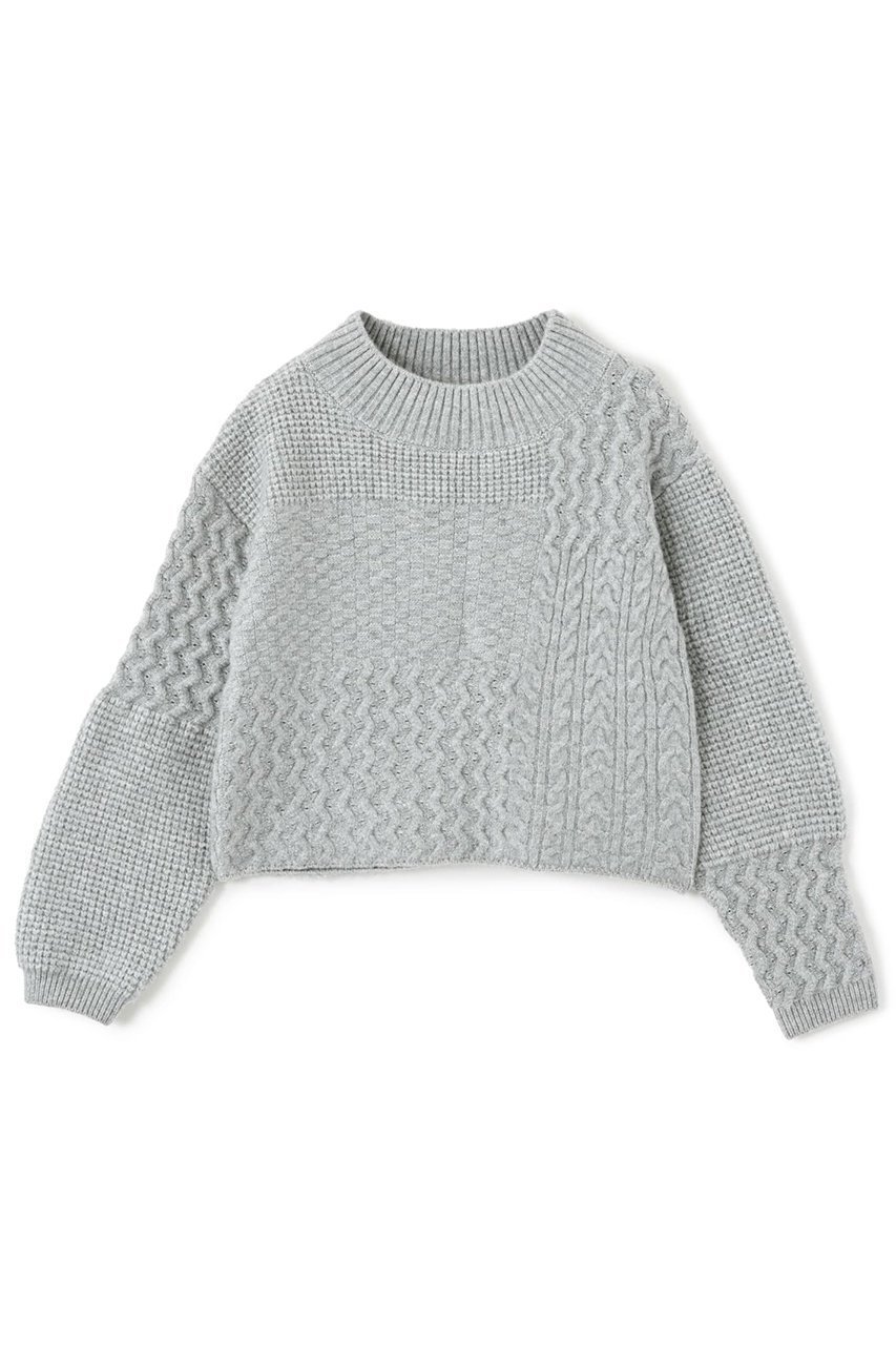 【エストラータ/STRATA】のパターンミックスニット インテリア・キッズ・メンズ・レディースファッション・服の通販 founy(ファニー) 　ファッション　Fashion　レディースファッション　Fashion for Women　トップス・カットソー　Cut & Sew Tops　ニット　Knit Tops & Sweaters　カジュアルプルオーバー・ニットトップス　Pullovers & Knit Tops / Casual Pullovers　おすすめ　Recommended / Our Picks　インナー　Innerwear　ウォーム　Warm Fabric　シンプル　Simple, Minimal　デニム　Denim, Jeans Material　バランス　Balance, Style Balance　パッチワーク　Patchwork, Mixed Fabric　ボトム　Bottoms, Lower Wear　ボトルネック　Bottle Neck, Mock Neck　新作・新入荷　New Arrivals / New In　グレー|ID: prp329100004757758 ipo3291000000034420208