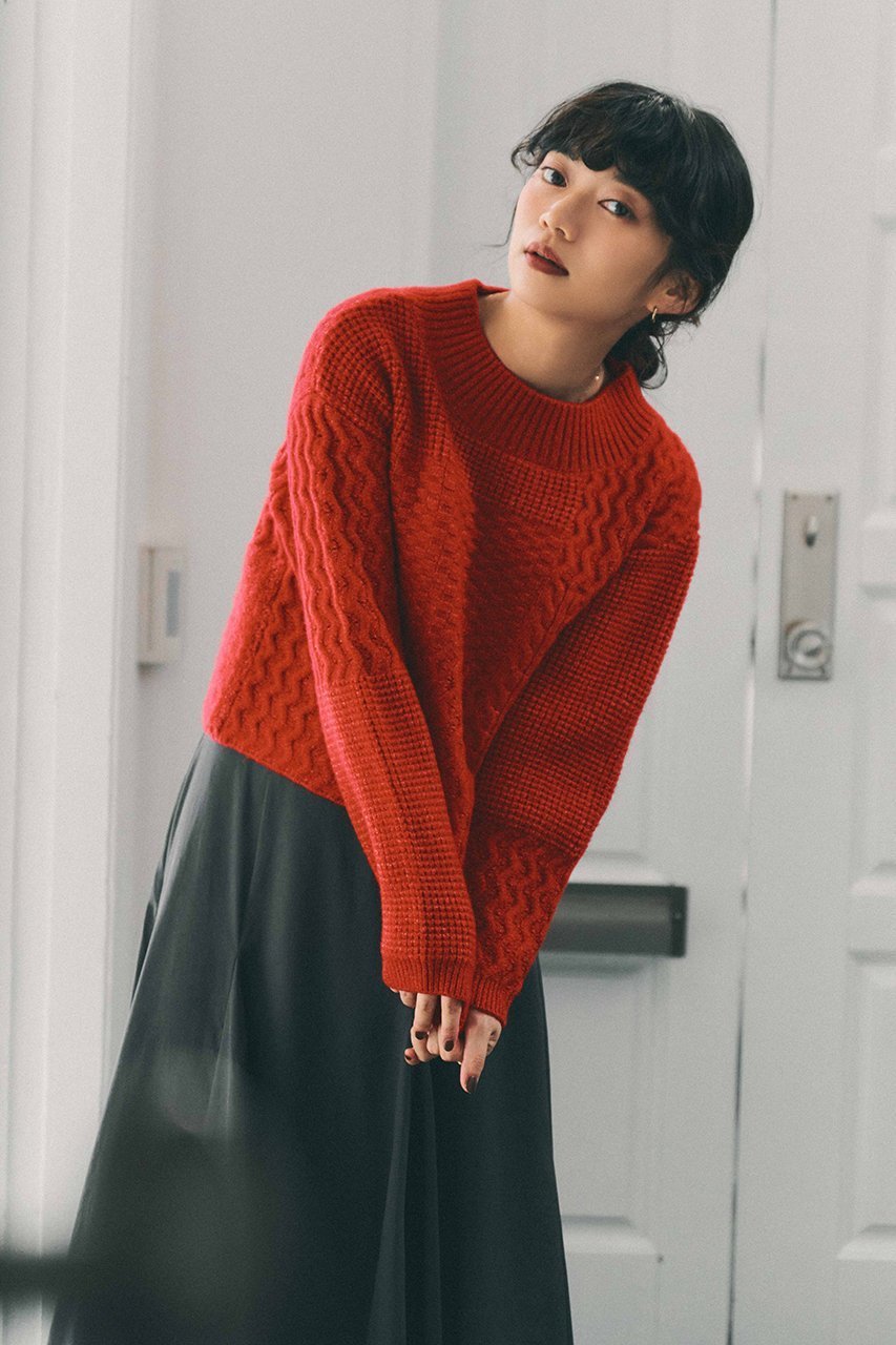 【エストラータ/STRATA】のパターンミックスニット 人気、トレンドファッション・服の通販 founy(ファニー) 　ファッション　Fashion　レディースファッション　Fashion for Women　トップス・カットソー　Cut & Sew Tops　ニット　Knit Tops & Sweaters　カジュアルプルオーバー・ニットトップス　Pullovers & Knit Tops / Casual Pullovers　おすすめ　Recommended / Our Picks　インナー　Innerwear　ウォーム　Warm Fabric　シンプル　Simple, Minimal　デニム　Denim, Jeans Material　バランス　Balance, Style Balance　パッチワーク　Patchwork, Mixed Fabric　ボトム　Bottoms, Lower Wear　ボトルネック　Bottle Neck, Mock Neck　新作・新入荷　New Arrivals / New In　other-5|ID: prp329100004757758 ipo3291000000034420216