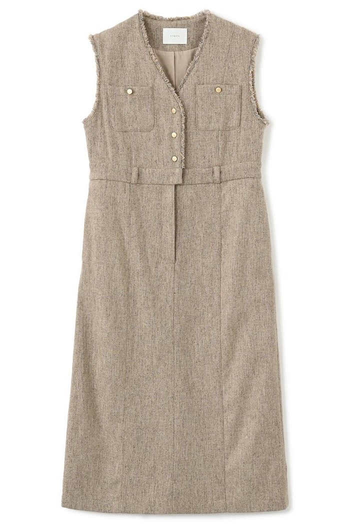 【エストラータ/STRATA】のウールツイードジャンパースカート インテリア・キッズ・メンズ・レディースファッション・服の通販 founy(ファニー) https://founy.com/ ファッション Fashion レディースファッション Fashion for Women スカート Skirts ワンピース Dresses インナー Innerwear コンパクト Compact, Small Size 軽量 Lightweight, Ultra Light チュニック Tunic, Long Top ツイード／ツィード Choker, Choker Necklace ツイル Twist, Twisted Detail バランス Balance, Style Balance フリンジ Fringe, Tassel ロング Long, Long-Length 冬 Winter / This Winter おすすめ Recommended / Our Picks エレガント 上品 Elegant 新作・新入荷 New Arrivals / New In ビジネス 仕事 通勤 Business / Work / Commuting |ID: prp329100004757763 ipo3291000000034420240