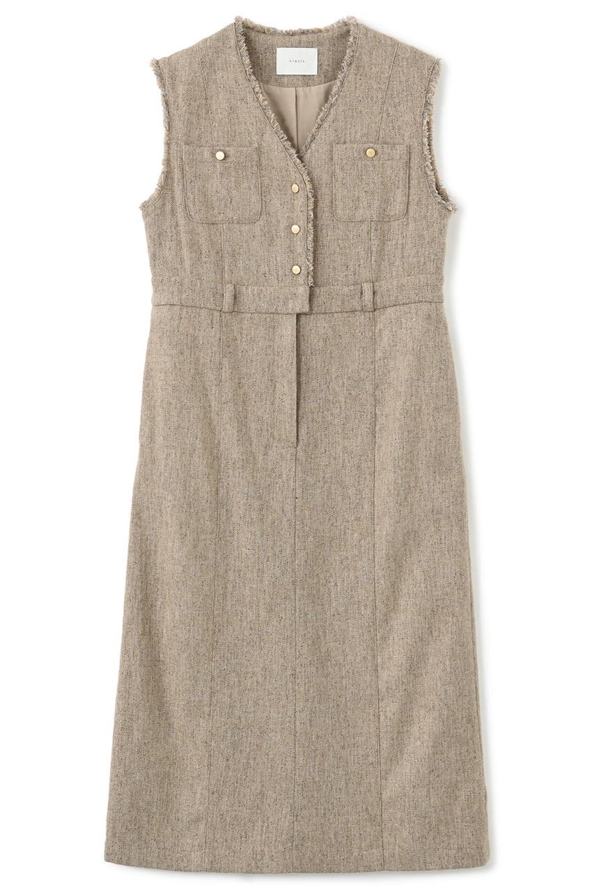 【エストラータ/STRATA】のウールツイードジャンパースカート 人気、トレンドファッション・服の通販 founy(ファニー) 　ファッション　Fashion　レディースファッション　Fashion for Women　スカート　Skirts　ワンピース　Dresses　インナー　Innerwear　コンパクト　Compact, Small Size　軽量　Lightweight, Ultra Light　チュニック　Tunic, Long Top　ツイード／ツィード　Choker, Choker Necklace　ツイル　Twist, Twisted Detail　バランス　Balance, Style Balance　フリンジ　Fringe, Tassel　ロング　Long, Long-Length　冬　Winter / This Winter　おすすめ　Recommended / Our Picks　エレガント 上品　Elegant　ビジネス 仕事 通勤　Business / Work / Commuting　 other-1|ID: prp329100004757763 ipo3291000000035386594