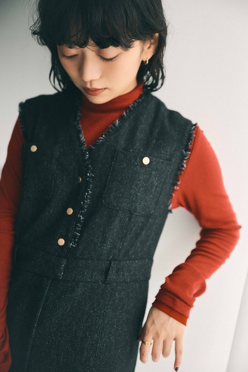 【エストラータ/STRATA】のウールツイードジャンパースカート 人気、トレンドファッション・服の通販 founy(ファニー) 　ファッション　Fashion　レディースファッション　Fashion for Women　スカート　Skirts　ワンピース　Dresses　インナー　Innerwear　コンパクト　Compact, Small Size　軽量　Lightweight, Ultra Light　チュニック　Tunic, Long Top　ツイード／ツィード　Choker, Choker Necklace　ツイル　Twist, Twisted Detail　バランス　Balance, Style Balance　フリンジ　Fringe, Tassel　ロング　Long, Long-Length　冬　Winter / This Winter　おすすめ　Recommended / Our Picks　エレガント 上品　Elegant　ビジネス 仕事 通勤　Business / Work / Commuting　other-2|ID: prp329100004757763 ipo3291000000035386600