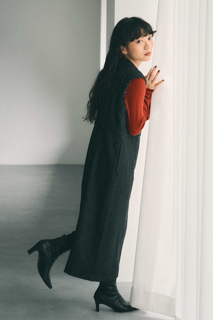 【エストラータ/STRATA】のウールツイードジャンパースカート 人気、トレンドファッション・服の通販 founy(ファニー) 　ファッション　Fashion　レディースファッション　Fashion for Women　スカート　Skirts　ワンピース　Dresses　インナー　Innerwear　コンパクト　Compact, Small Size　軽量　Lightweight, Ultra Light　チュニック　Tunic, Long Top　ツイード／ツィード　Choker, Choker Necklace　ツイル　Twist, Twisted Detail　バランス　Balance, Style Balance　フリンジ　Fringe, Tassel　ロング　Long, Long-Length　冬　Winter / This Winter　おすすめ　Recommended / Our Picks　エレガント 上品　Elegant　ビジネス 仕事 通勤　Business / Work / Commuting　other-3|ID: prp329100004757763 ipo3291000000035386601