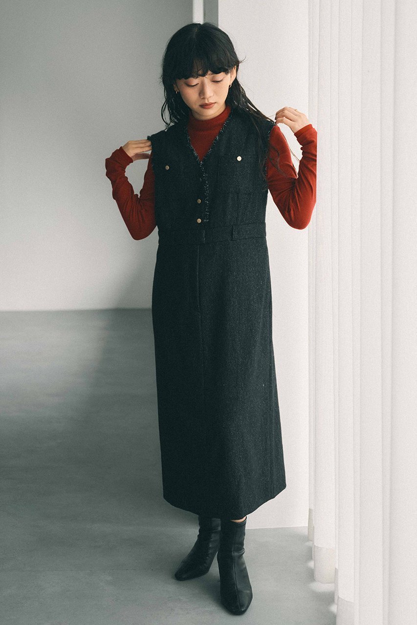 【エストラータ/STRATA】のウールツイードジャンパースカート 人気、トレンドファッション・服の通販 founy(ファニー) 　ファッション　Fashion　レディースファッション　Fashion for Women　スカート　Skirts　ワンピース　Dresses　インナー　Innerwear　コンパクト　Compact, Small Size　軽量　Lightweight, Ultra Light　チュニック　Tunic, Long Top　ツイード／ツィード　Choker, Choker Necklace　ツイル　Twist, Twisted Detail　バランス　Balance, Style Balance　フリンジ　Fringe, Tassel　ロング　Long, Long-Length　冬　Winter / This Winter　おすすめ　Recommended / Our Picks　エレガント 上品　Elegant　ビジネス 仕事 通勤　Business / Work / Commuting　other-5|ID: prp329100004757763 ipo3291000000035386603