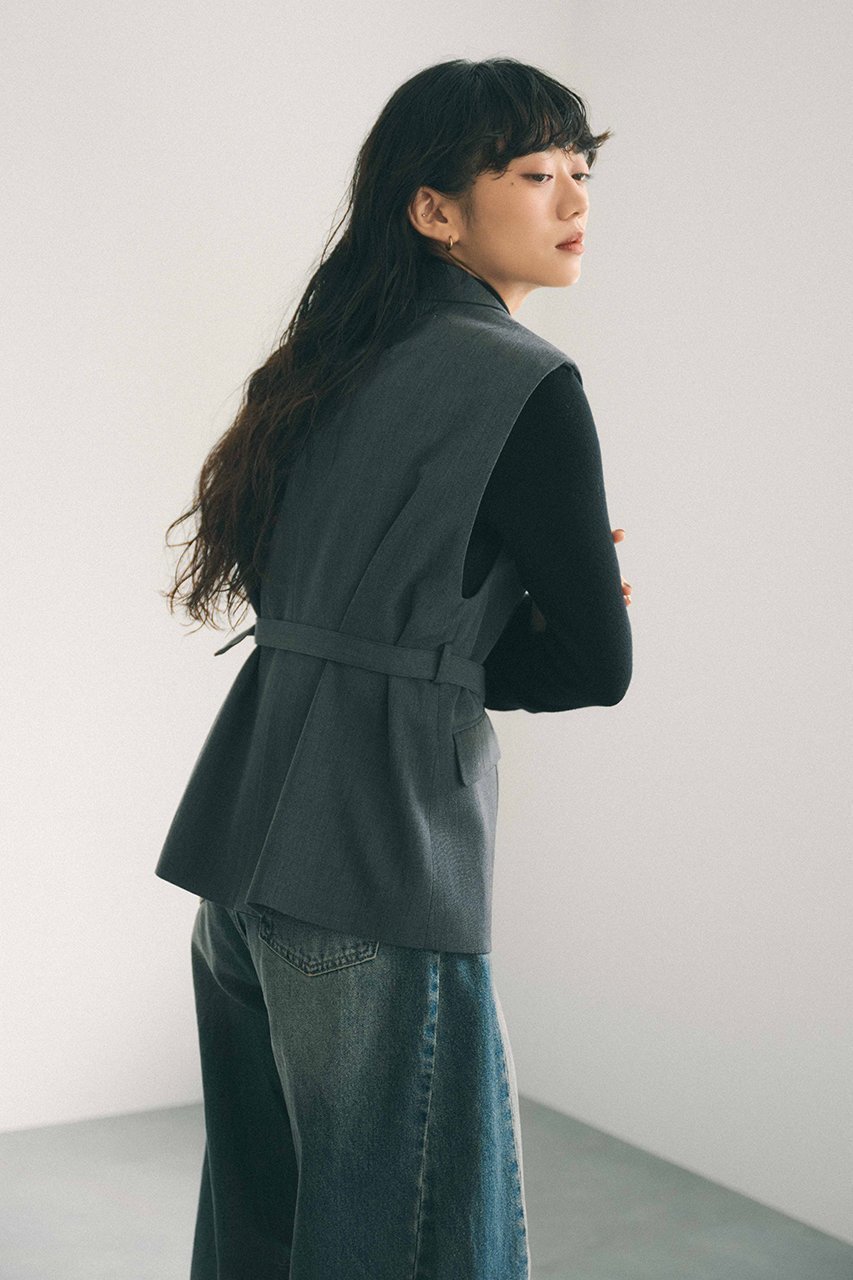 【エストラータ/STRATA】のウールツイルシングルテーラードジレ 人気、トレンドファッション・服の通販 founy(ファニー) 　ファッション　Fashion　レディースファッション　Fashion for Women　アウター　Coat / Outerwear Collection　レディースジャケット・軽アウター　Jackets　インナー　Innerwear　ジャケット　Jacket, Outerwear　ストライプ　Stripe, Striped Pattern　スラックス　Slacks, Dress Pants　セットアップ　Set-Up, Coordinated Outfit　チェック　Check, Plaid, Tartan　ツイル　Twist, Twisted Detail　フロント　Front, Front Design　ベスト　Vest, Waistcoat　ベーシック　Basic, Essential　マニッシュ　Mannish, Boyish　ロング　Long, Long-Length　無地　Plain, Solid Color　other-5|ID: prp329100004757764 ipo3291000000035437006