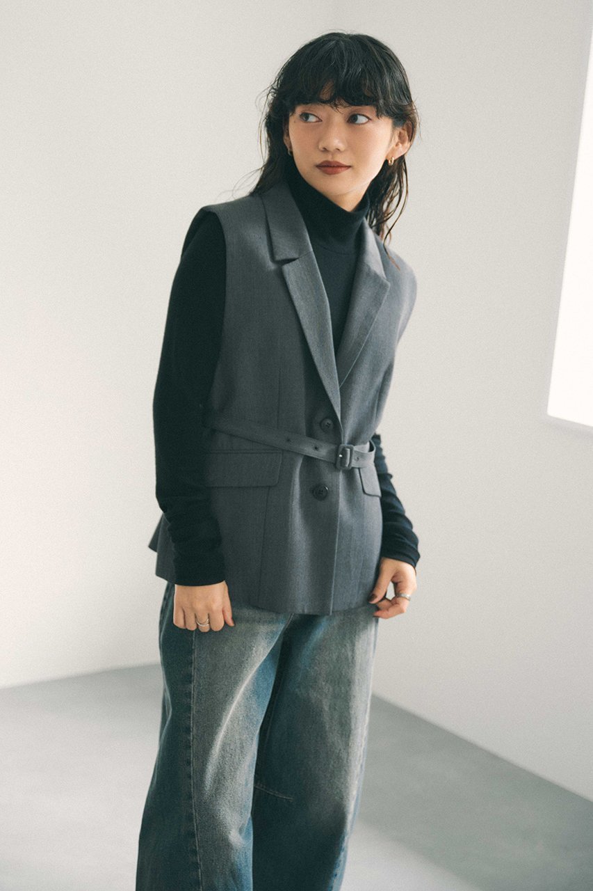 【エストラータ/STRATA】のウールツイルシングルテーラードジレ 人気、トレンドファッション・服の通販 founy(ファニー) 　ファッション　Fashion　レディースファッション　Fashion for Women　アウター　Coat / Outerwear Collection　レディースジャケット・軽アウター　Jackets　インナー　Innerwear　ジャケット　Jacket, Outerwear　ストライプ　Stripe, Striped Pattern　スラックス　Slacks, Dress Pants　セットアップ　Set-Up, Coordinated Outfit　チェック　Check, Plaid, Tartan　ツイル　Twist, Twisted Detail　フロント　Front, Front Design　ベスト　Vest, Waistcoat　ベーシック　Basic, Essential　マニッシュ　Mannish, Boyish　ロング　Long, Long-Length　無地　Plain, Solid Color　other-6|ID: prp329100004757764 ipo3291000000035437008