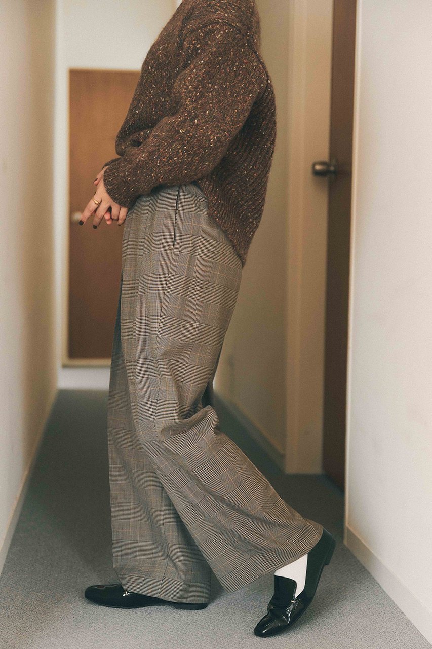 【エストラータ/STRATA】のウールツイル2タックスラックス 人気、トレンドファッション・服の通販 founy(ファニー) 　ファッション　Fashion　レディースファッション　Fashion for Women　パンツ　Pants & Trousers　おすすめ　Recommended / Our Picks　コンパクト　Compact, Small Size　シンプル　Simple, Minimal　スラックス　Slacks, Dress Pants　セットアップ　Set-Up, Coordinated Outfit　チェック　Check, Plaid, Tartan　ツイル　Twist, Twisted Detail　ベーシック　Basic, Essential　マニッシュ　Mannish, Boyish　ループ　Loop, Loop Knit　ワイド　Wide, Wide Fit　ビジネス 仕事 通勤　Business / Work / Commuting　新作・新入荷　New Arrivals / New In　other-7|ID: prp329100004757767 ipo3291000000034420285