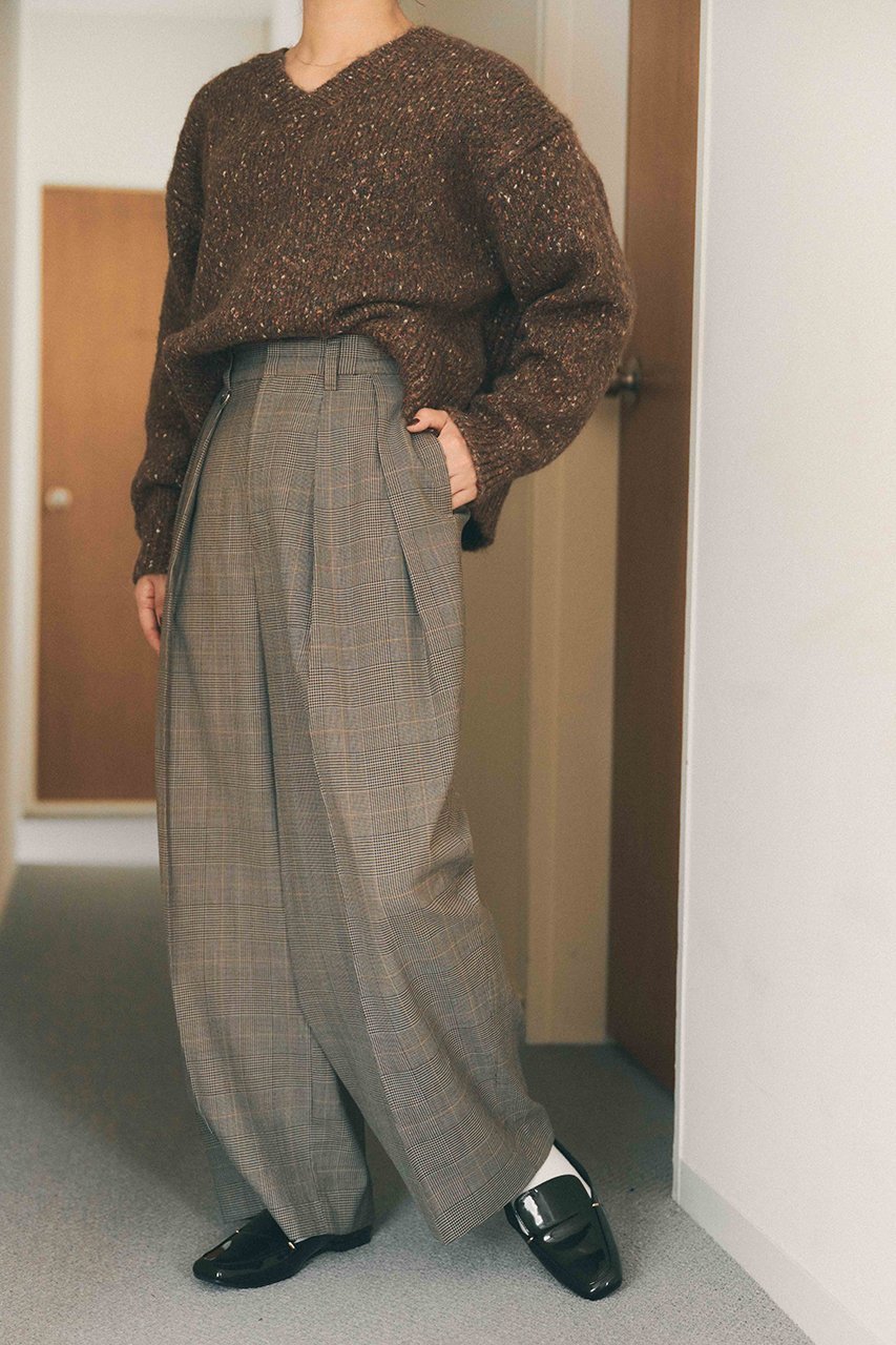 【エストラータ/STRATA】のウールツイル2タックスラックス 人気、トレンドファッション・服の通販 founy(ファニー) 　ファッション　Fashion　レディースファッション　Fashion for Women　パンツ　Pants & Trousers　おすすめ　Recommended / Our Picks　コンパクト　Compact, Small Size　シンプル　Simple, Minimal　スラックス　Slacks, Dress Pants　セットアップ　Set-Up, Coordinated Outfit　チェック　Check, Plaid, Tartan　ツイル　Twist, Twisted Detail　ベーシック　Basic, Essential　マニッシュ　Mannish, Boyish　ループ　Loop, Loop Knit　ワイド　Wide, Wide Fit　ビジネス 仕事 通勤　Business / Work / Commuting　新作・新入荷　New Arrivals / New In　other-8|ID: prp329100004757767 ipo3291000000034420287