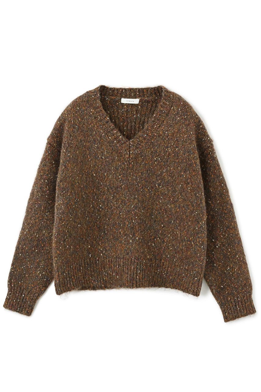 【エストラータ/STRATA】のヴィンテージライクミックスヤーンニット インテリア・キッズ・メンズ・レディースファッション・服の通販 founy(ファニー) 　ファッション　Fashion　レディースファッション　Fashion for Women　トップス・カットソー　Cut & Sew Tops　ニット　Knit Tops & Sweaters　カジュアルプルオーバー・ニットトップス　Pullovers & Knit Tops / Casual Pullovers　シンプル　Simple, Minimal　バランス　Balance, Style Balance　ミックス　Mix, Mixed Style　エレガント 上品　Elegant　冬　Winter / This Winter　ブラウン|ID: prp329100004757771 ipo3291000000035386607