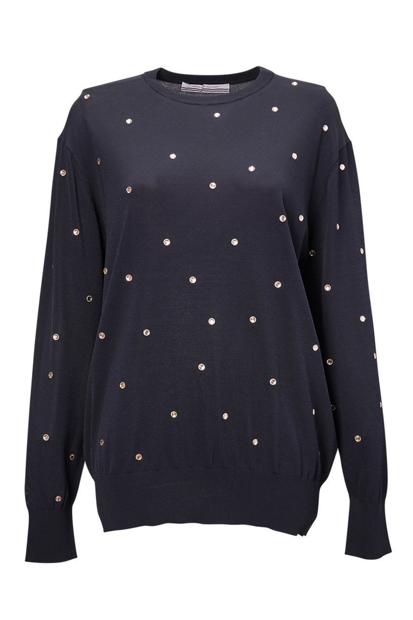 【ボーダーズ アット バルコニー/BORDERS at BALCONY】のホットフィックスニット インテリア・キッズ・メンズ・レディースファッション・服の通販 founy(ファニー) 　ファッション　Fashion　レディースファッション　Fashion for Women　トップス・カットソー　Cut & Sew Tops　ニット　Knit Tops & Sweaters　カジュアルプルオーバー・ニットトップス　Pullovers & Knit Tops / Casual Pullovers　エレガント 上品　Elegant　新作・新入荷　New Arrivals / New In　ネイビー|ID: prp329100004757777 ipo3291000000034420352