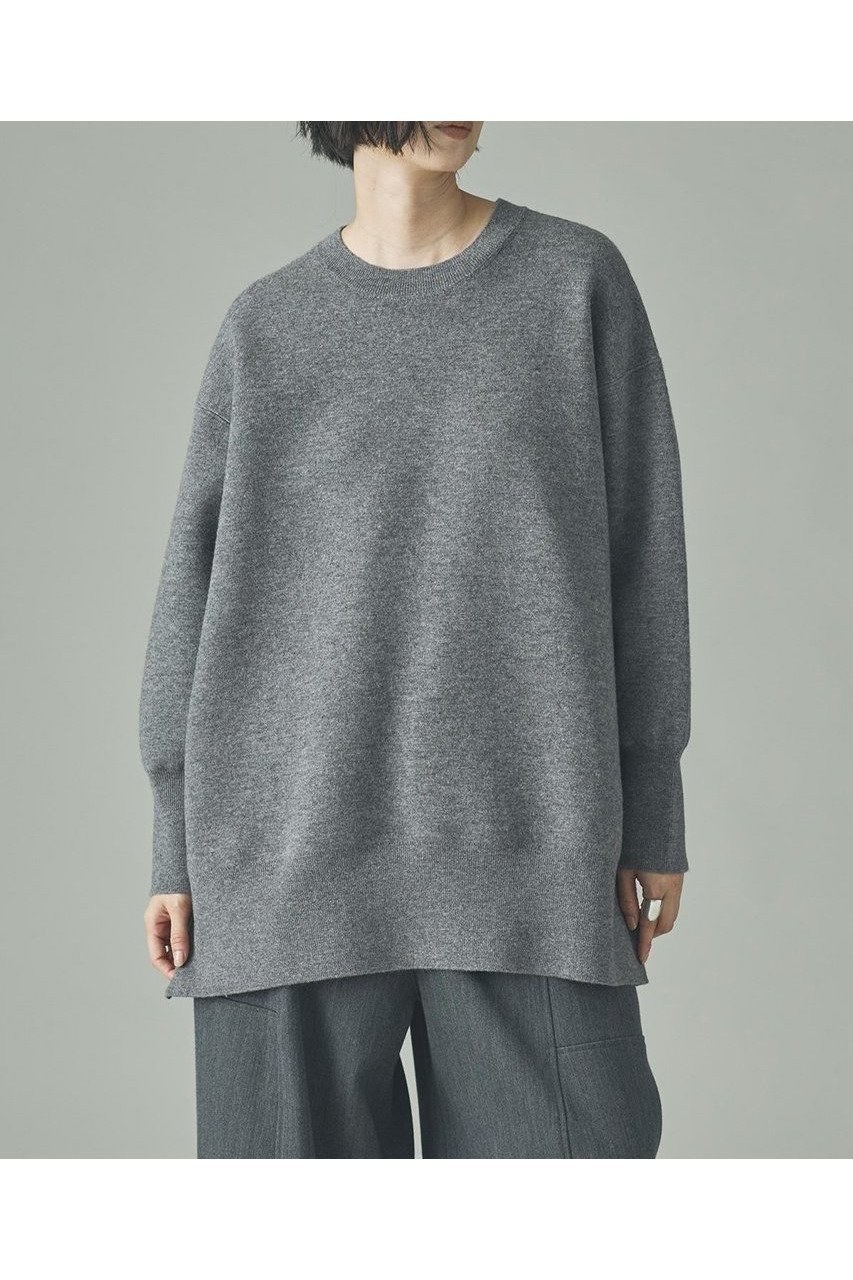【カレンソロジー/Curensology】のダブルフェイスロングニットプルオーバー インテリア・キッズ・メンズ・レディースファッション・服の通販 founy(ファニー) 　ファッション　Fashion　レディースファッション　Fashion for Women　トップス・カットソー　Cut & Sew Tops　ニット　Knit Tops & Sweaters　カジュアルプルオーバー・ニットトップス　Pullovers & Knit Tops / Casual Pullovers　スリット　Slit, Slit Detail　チュニック　Tunic, Long Top　バランス　Balance, Style Balance　フォルム　Silhouette, Form　リラックス　Relax, Relaxed Fit　エレガント 上品　Elegant　新作・新入荷　New Arrivals / New In　グレー|ID: prp329100004757823 ipo3291000000034420632