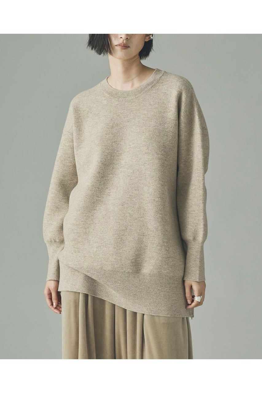 【カレンソロジー/Curensology】のダブルフェイスロングニットプルオーバー インテリア・キッズ・メンズ・レディースファッション・服の通販 founy(ファニー) 　ファッション　Fashion　レディースファッション　Fashion for Women　トップス・カットソー　Cut & Sew Tops　ニット　Knit Tops & Sweaters　カジュアルプルオーバー・ニットトップス　Pullovers & Knit Tops / Casual Pullovers　スリット　Slit, Slit Detail　チュニック　Tunic, Long Top　バランス　Balance, Style Balance　フォルム　Silhouette, Form　リラックス　Relax, Relaxed Fit　エレガント 上品　Elegant　新作・新入荷　New Arrivals / New In　ライトブラウン|ID: prp329100004757823 ipo3291000000034420633