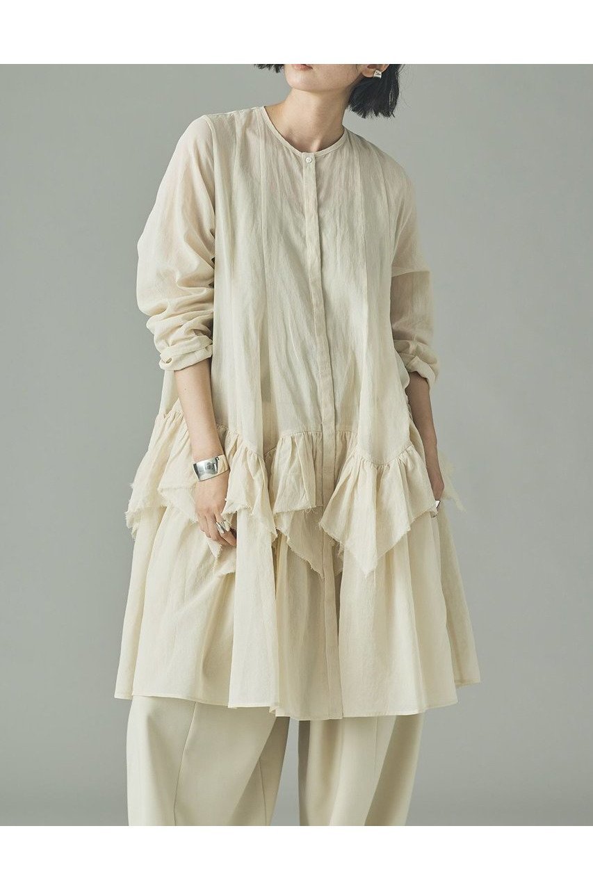 【カレンソロジー/Curensology】のランダムフリルアキハボイルブラウス 人気、トレンドファッション・服の通販 founy(ファニー) 　ファッション　Fashion　レディースファッション　Fashion for Women　トップス・カットソー　Cut & Sew Tops　シャツ・ブラウス・オフィスカジュアル　Elegant Blouses & Button-Ups　ショート　Short, Short Length　ストライプ　Stripe, Striped Pattern　スリーブ　Sleeve, Long Sleeve / Short Sleeve　チュニック　Tunic, Long Top　バランス　Balance, Style Balance　フリル　Frill, Ruffle　ランダム　Random, Irregular　ロング　Long, Long-Length　新作・新入荷　New Arrivals / New In　 other-1|ID: prp329100004757825 ipo3291000000034420652