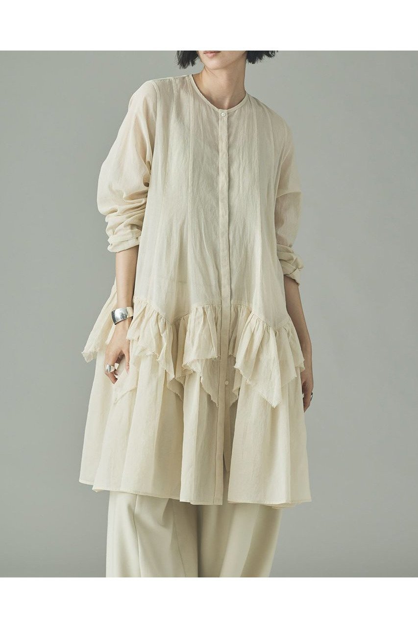 【カレンソロジー/Curensology】のランダムフリルアキハボイルブラウス 人気、トレンドファッション・服の通販 founy(ファニー) 　ファッション　Fashion　レディースファッション　Fashion for Women　トップス・カットソー　Cut & Sew Tops　シャツ・ブラウス・オフィスカジュアル　Elegant Blouses & Button-Ups　ショート　Short, Short Length　ストライプ　Stripe, Striped Pattern　スリーブ　Sleeve, Long Sleeve / Short Sleeve　チュニック　Tunic, Long Top　バランス　Balance, Style Balance　フリル　Frill, Ruffle　ランダム　Random, Irregular　ロング　Long, Long-Length　新作・新入荷　New Arrivals / New In　other-2|ID: prp329100004757825 ipo3291000000034420654