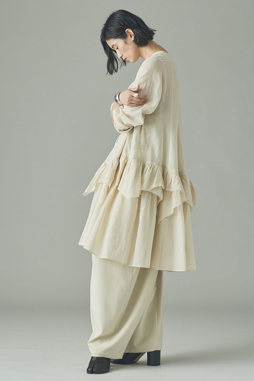 【カレンソロジー/Curensology】のランダムフリルアキハボイルブラウス 人気、トレンドファッション・服の通販 founy(ファニー) 　ファッション　Fashion　レディースファッション　Fashion for Women　トップス・カットソー　Cut & Sew Tops　シャツ・ブラウス・オフィスカジュアル　Elegant Blouses & Button-Ups　ショート　Short, Short Length　ストライプ　Stripe, Striped Pattern　スリーブ　Sleeve, Long Sleeve / Short Sleeve　チュニック　Tunic, Long Top　バランス　Balance, Style Balance　フリル　Frill, Ruffle　ランダム　Random, Irregular　ロング　Long, Long-Length　新作・新入荷　New Arrivals / New In　other-6|ID: prp329100004757825 ipo3291000000034420658