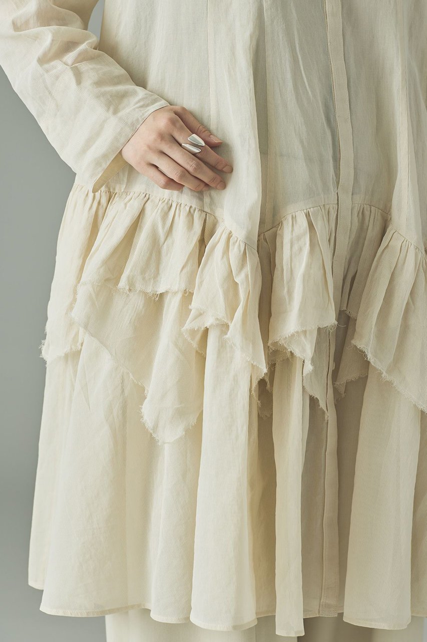 【カレンソロジー/Curensology】のランダムフリルアキハボイルブラウス 人気、トレンドファッション・服の通販 founy(ファニー) 　ファッション　Fashion　レディースファッション　Fashion for Women　トップス・カットソー　Cut & Sew Tops　シャツ・ブラウス・オフィスカジュアル　Elegant Blouses & Button-Ups　ショート　Short, Short Length　ストライプ　Stripe, Striped Pattern　スリーブ　Sleeve, Long Sleeve / Short Sleeve　チュニック　Tunic, Long Top　バランス　Balance, Style Balance　フリル　Frill, Ruffle　ランダム　Random, Irregular　ロング　Long, Long-Length　新作・新入荷　New Arrivals / New In　other-8|ID: prp329100004757825 ipo3291000000034420660