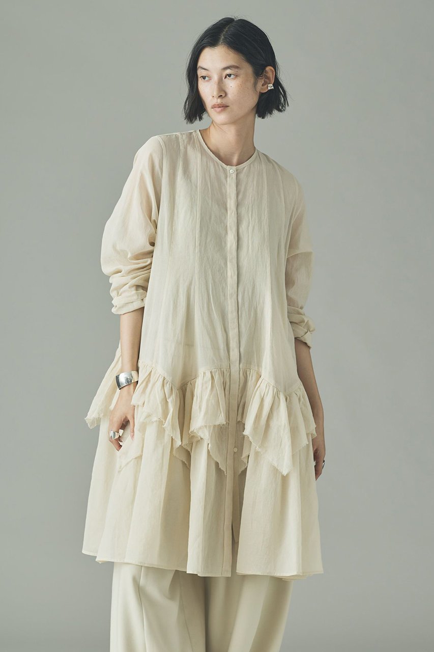 【カレンソロジー/Curensology】のランダムフリルアキハボイルブラウス 人気、トレンドファッション・服の通販 founy(ファニー) 　ファッション　Fashion　レディースファッション　Fashion for Women　トップス・カットソー　Cut & Sew Tops　シャツ・ブラウス・オフィスカジュアル　Elegant Blouses & Button-Ups　ショート　Short, Short Length　ストライプ　Stripe, Striped Pattern　スリーブ　Sleeve, Long Sleeve / Short Sleeve　チュニック　Tunic, Long Top　バランス　Balance, Style Balance　フリル　Frill, Ruffle　ランダム　Random, Irregular　ロング　Long, Long-Length　other-2|ID: prp329100004757825 ipo3291000000035974986