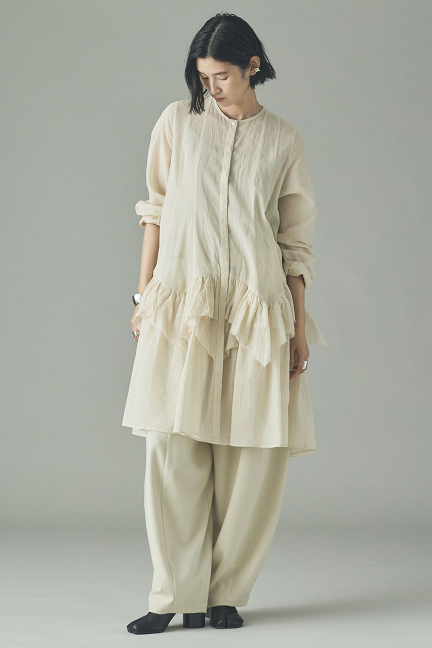 【カレンソロジー/Curensology】のランダムフリルアキハボイルブラウス 人気、トレンドファッション・服の通販 founy(ファニー) 　ファッション　Fashion　レディースファッション　Fashion for Women　トップス・カットソー　Cut & Sew Tops　シャツ・ブラウス・オフィスカジュアル　Elegant Blouses & Button-Ups　ショート　Short, Short Length　ストライプ　Stripe, Striped Pattern　スリーブ　Sleeve, Long Sleeve / Short Sleeve　チュニック　Tunic, Long Top　バランス　Balance, Style Balance　フリル　Frill, Ruffle　ランダム　Random, Irregular　ロング　Long, Long-Length　other-5|ID: prp329100004757825 ipo3291000000035974989