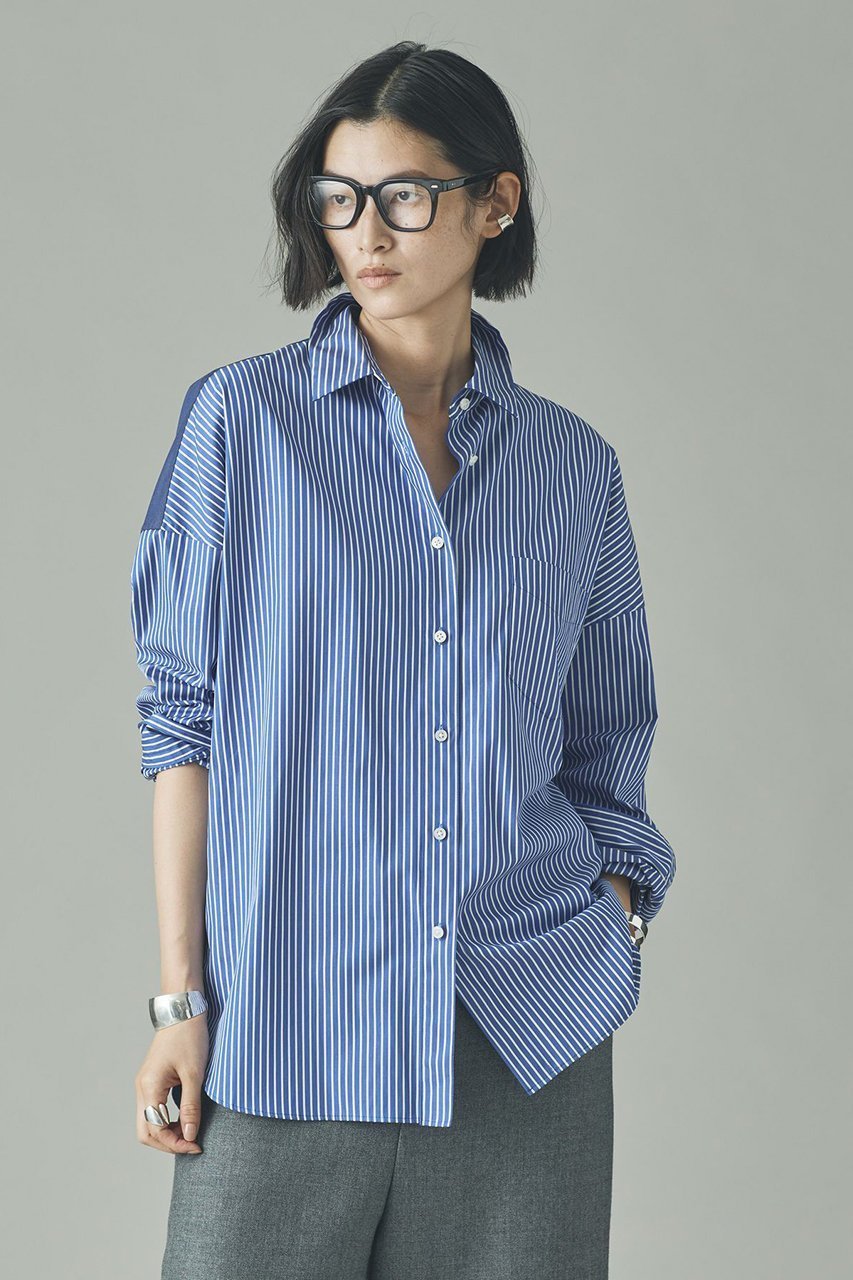 【カレンソロジー/Curensology】の〈&RC〉ビッグシャツコンビ 人気、トレンドファッション・服の通販 founy(ファニー) 　ファッション　Fashion　レディースファッション　Fashion for Women　トップス・カットソー　Cut & Sew Tops　シャツ・ブラウス・オフィスカジュアル　Elegant Blouses & Button-Ups　おすすめ　Recommended / Our Picks　インナー　Innerwear　ストライプ　Stripe, Striped Pattern　スリーブ　Sleeve, Long Sleeve / Short Sleeve　ロング　Long, Long-Length　 other-1|ID: prp329100004757826 ipo3291000000036042934