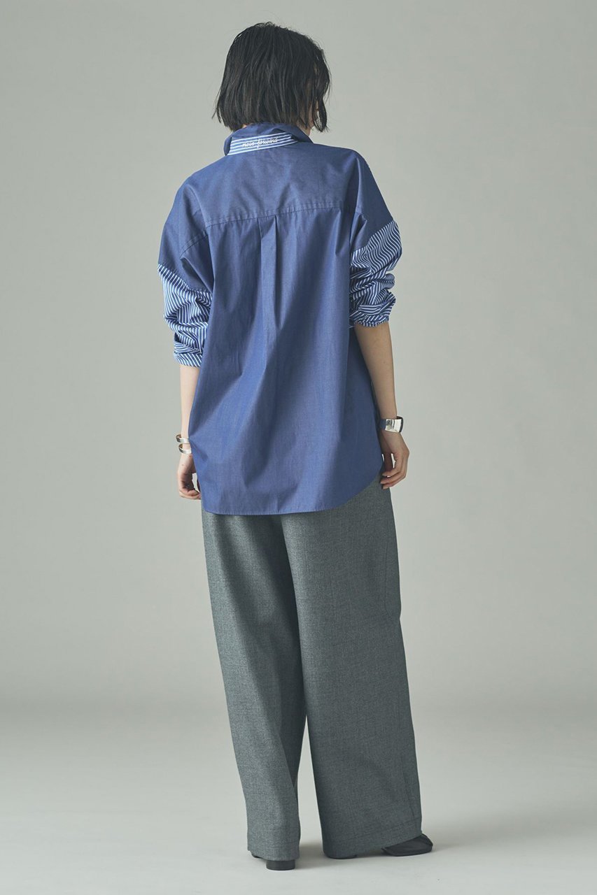 【カレンソロジー/Curensology】の〈&RC〉ビッグシャツコンビ 人気、トレンドファッション・服の通販 founy(ファニー) 　ファッション　Fashion　レディースファッション　Fashion for Women　トップス・カットソー　Cut & Sew Tops　シャツ・ブラウス・オフィスカジュアル　Elegant Blouses & Button-Ups　おすすめ　Recommended / Our Picks　インナー　Innerwear　ストライプ　Stripe, Striped Pattern　スリーブ　Sleeve, Long Sleeve / Short Sleeve　ロング　Long, Long-Length　other-6|ID: prp329100004757826 ipo3291000000036074789