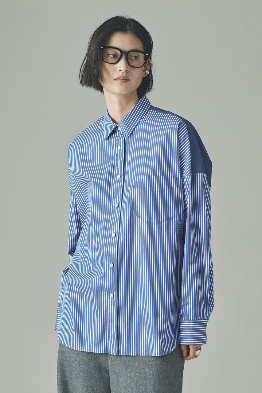 【カレンソロジー/Curensology】の〈&RC〉ビッグシャツコンビ 人気、トレンドファッション・服の通販 founy(ファニー) 　ファッション　Fashion　レディースファッション　Fashion for Women　トップス・カットソー　Cut & Sew Tops　シャツ・ブラウス・オフィスカジュアル　Elegant Blouses & Button-Ups　おすすめ　Recommended / Our Picks　インナー　Innerwear　ストライプ　Stripe, Striped Pattern　スリーブ　Sleeve, Long Sleeve / Short Sleeve　ロング　Long, Long-Length　other-7|ID: prp329100004757826 ipo3291000000036074791