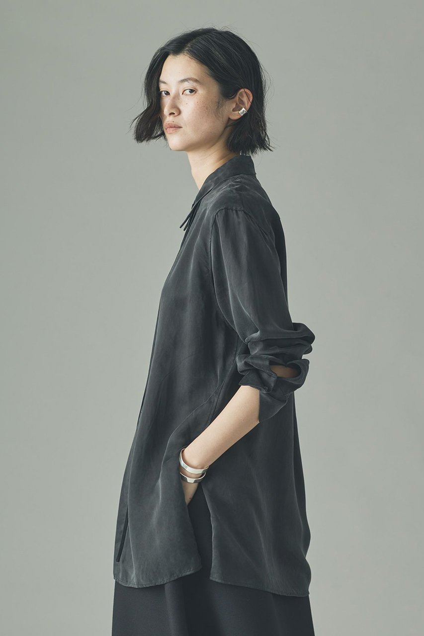 【カレンソロジー/Curensology】のキュプラサテンシャツ 人気、トレンドファッション・服の通販 founy(ファニー) 　ファッション　Fashion　レディースファッション　Fashion for Women　トップス・カットソー　Cut & Sew Tops　シャツ・ブラウス・オフィスカジュアル　Elegant Blouses & Button-Ups　なめらか　Smooth, Silky Texture　スリーブ　Sleeve, Long Sleeve / Short Sleeve　ロング　Long, Long-Length　エレガント 上品　Elegant　other-3|ID: prp329100004757827 ipo3291000000035972969