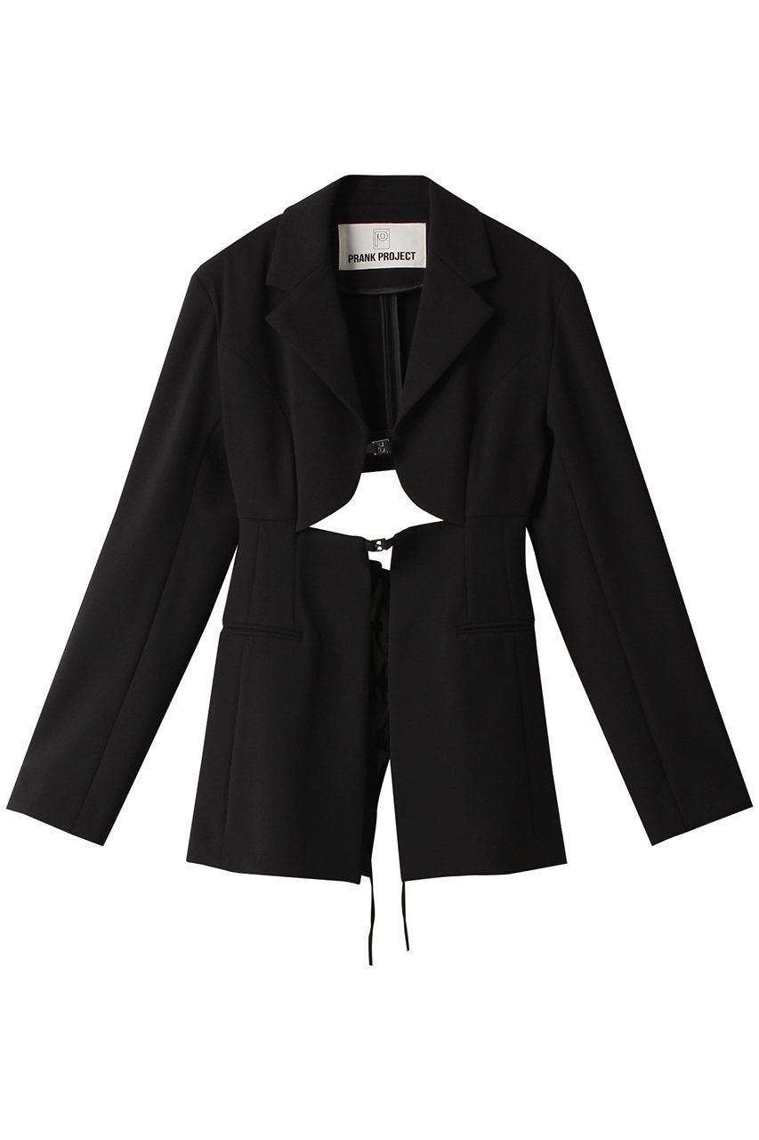 【プランク プロジェクト/PRANK PROJECT】のレースアップジャケット / Lace-up Jacket インテリア・キッズ・メンズ・レディースファッション・服の通販 founy(ファニー) 　ファッション　Fashion　レディースファッション　Fashion for Women　アウター　Coat / Outerwear Collection　レディースジャケット・軽アウター　Jackets　インナー　Innerwear　コンパクト　Compact, Small Size　ジャケット　Jacket, Outerwear　ストレッチ　Stretch, Stretchy Fabric　スリム　Slim, Slim Fit　セットアップ　Set-Up, Coordinated Outfit　フロント　Front, Front Design　レース　Lace, Lace Fabric　BLK(ブラック)|ID: prp329100004757860 ipo3291000000034422730