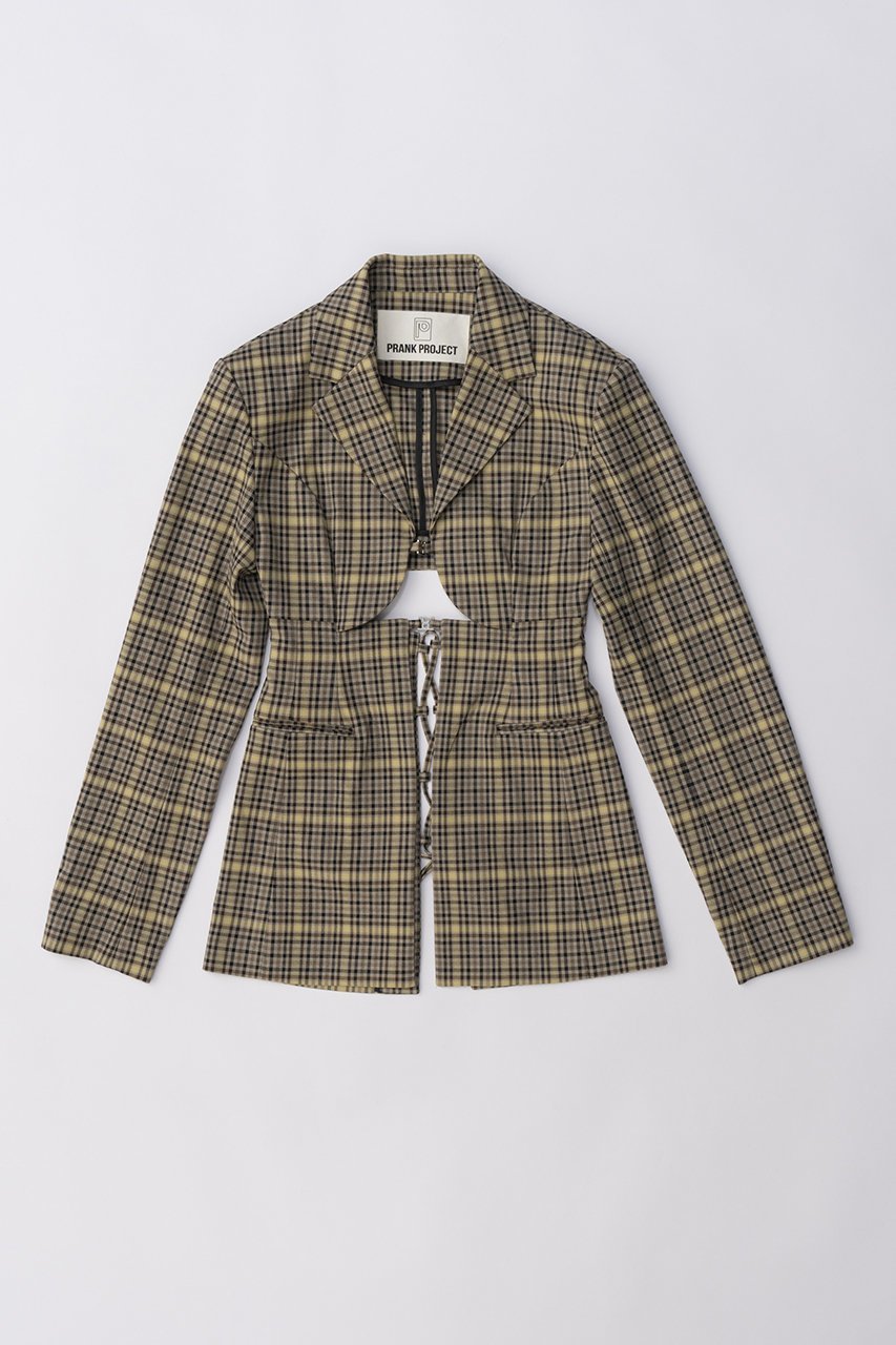 【プランク プロジェクト/PRANK PROJECT】のレースアップジャケット / Lace-up Jacket インテリア・キッズ・メンズ・レディースファッション・服の通販 founy(ファニー) 　ファッション　Fashion　レディースファッション　Fashion for Women　アウター　Coat / Outerwear Collection　レディースジャケット・軽アウター　Jackets　インナー　Innerwear　コンパクト　Compact, Small Size　ジャケット　Jacket, Outerwear　ストレッチ　Stretch, Stretchy Fabric　スリム　Slim, Slim Fit　セットアップ　Set-Up, Coordinated Outfit　フロント　Front, Front Design　レース　Lace, Lace Fabric　MLT(マルチカラー)|ID: prp329100004757860 ipo3291000000034422731