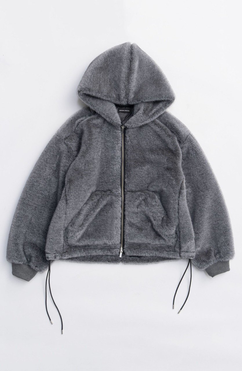 【メゾンスペシャル/MAISON SPECIAL】のFur Hoodie/ファーフーディ インテリア・キッズ・メンズ・レディースファッション・服の通販 founy(ファニー) 　ファッション　Fashion　レディースファッション　Fashion for Women　アウター　Coat / Outerwear Collection　レディースジャケット・軽アウター　Jackets　ブルゾンジャケット・スポーティアウター　Blouson Jackets　クール　Cool, Chic　ショート　Short, Short Length　ジャケット　Jacket, Outerwear　フェイクファー　Faux Fur, Imitation Fur　ブルゾン　Blouson, Bomber Jacket　ラグジュアリー　Luxury, Elegant　リブニット　Rib Knit, Ribbed Knit　新作・新入荷　New Arrivals / New In　C.GRY(チャコールグレー)|ID: prp329100004758974 ipo3291000000034433771