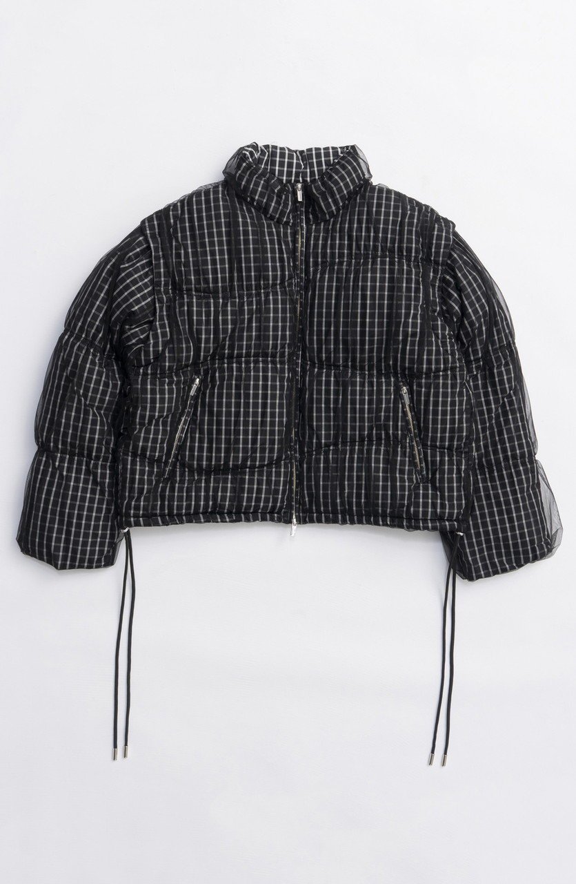 【メゾンスペシャル/MAISON SPECIAL】のWave Shirring Tulle Puffer Jacket/ウェーブシャーリングチュールパッファージャケット インテリア・キッズ・メンズ・レディースファッション・服の通販 founy(ファニー) 　ファッション　Fashion　レディースファッション　Fashion for Women　アウター　Coat / Outerwear Collection　レディースジャケット・軽アウター　Jackets　ブルゾンジャケット・スポーティアウター　Blouson Jackets　ジャケット　Jacket, Outerwear　チェック　Check, Plaid, Tartan　チュール　Tulip, Tulip Motif　ブルゾン　Blouson, Bomber Jacket　ベスト　Vest, Waistcoat　新作・新入荷　New Arrivals / New In　無地　Plain, Solid Color　BLK(ブラック)|ID: prp329100004758977 ipo3291000000034433801