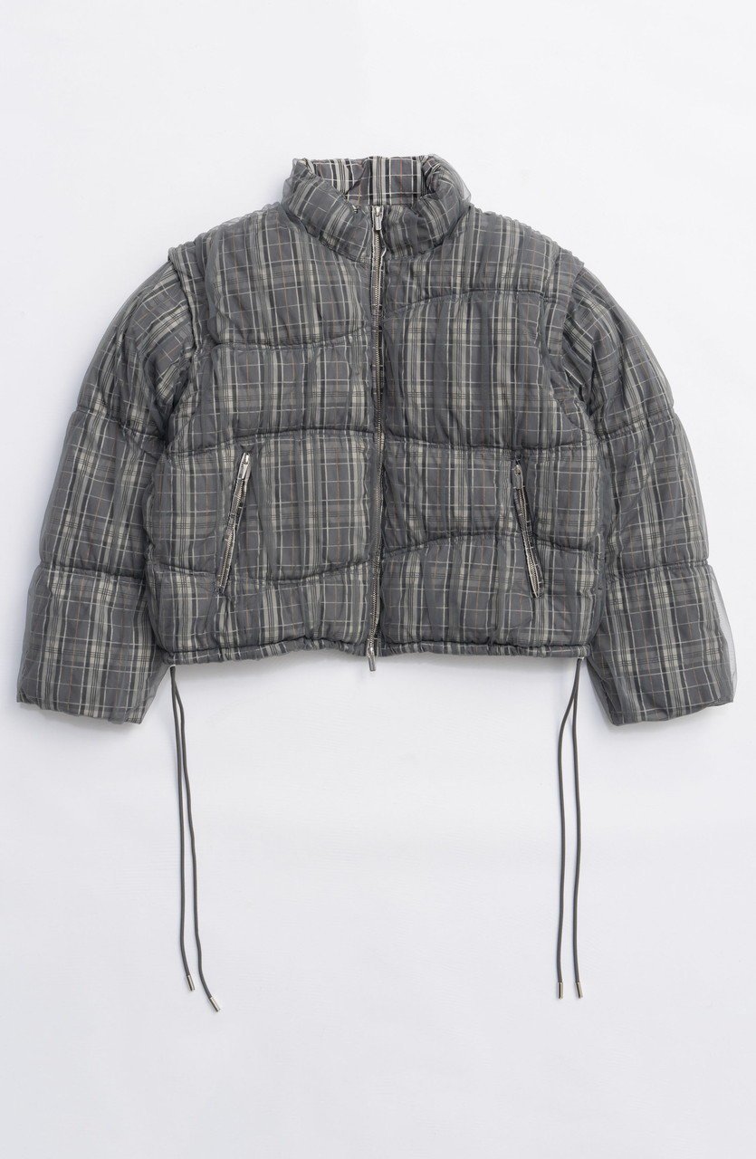 【メゾンスペシャル/MAISON SPECIAL】のWave Shirring Tulle Puffer Jacket/ウェーブシャーリングチュールパッファージャケット インテリア・キッズ・メンズ・レディースファッション・服の通販 founy(ファニー) 　ファッション　Fashion　レディースファッション　Fashion for Women　アウター　Coat / Outerwear Collection　レディースジャケット・軽アウター　Jackets　ブルゾンジャケット・スポーティアウター　Blouson Jackets　ジャケット　Jacket, Outerwear　チェック　Check, Plaid, Tartan　チュール　Tulip, Tulip Motif　ブルゾン　Blouson, Bomber Jacket　ベスト　Vest, Waistcoat　新作・新入荷　New Arrivals / New In　無地　Plain, Solid Color　GRY(グレー)|ID: prp329100004758977 ipo3291000000034433802