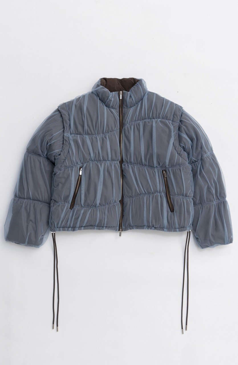 【メゾンスペシャル/MAISON SPECIAL】のWave Shirring Tulle Puffer Jacket/ウェーブシャーリングチュールパッファージャケット インテリア・キッズ・メンズ・レディースファッション・服の通販 founy(ファニー) 　ファッション　Fashion　レディースファッション　Fashion for Women　アウター　Coat / Outerwear Collection　レディースジャケット・軽アウター　Jackets　ブルゾンジャケット・スポーティアウター　Blouson Jackets　ジャケット　Jacket, Outerwear　チェック　Check, Plaid, Tartan　チュール　Tulip, Tulip Motif　ブルゾン　Blouson, Bomber Jacket　ベスト　Vest, Waistcoat　新作・新入荷　New Arrivals / New In　無地　Plain, Solid Color　BRN(ブラウン)|ID: prp329100004758977 ipo3291000000034433803
